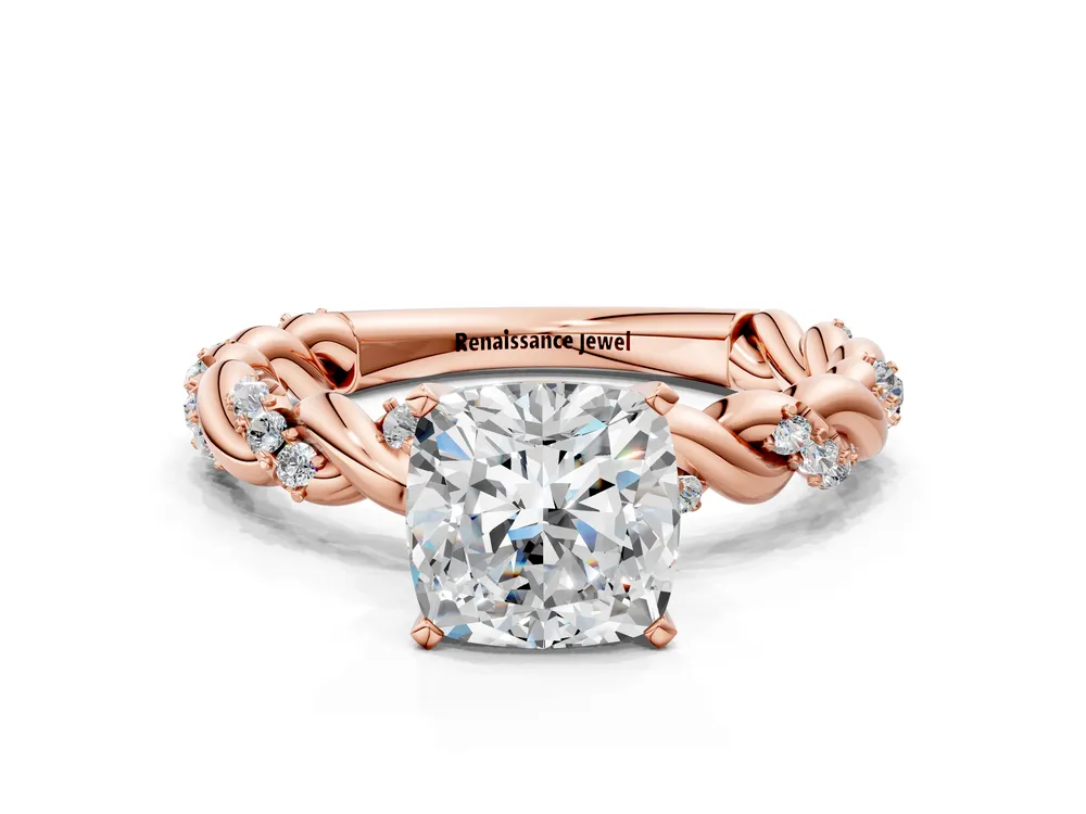 Cushion Pavé Ring in 14K Rose Gold