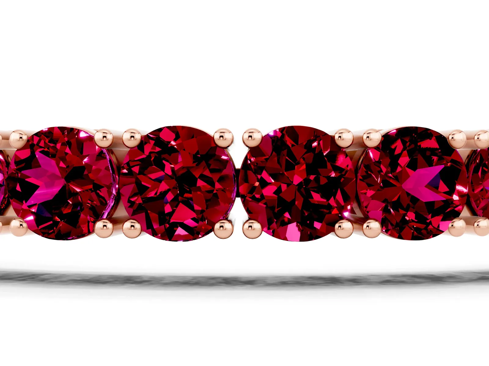Round Brilliant Garnet Tennis Bracelet with Prong Setting Rose gold
