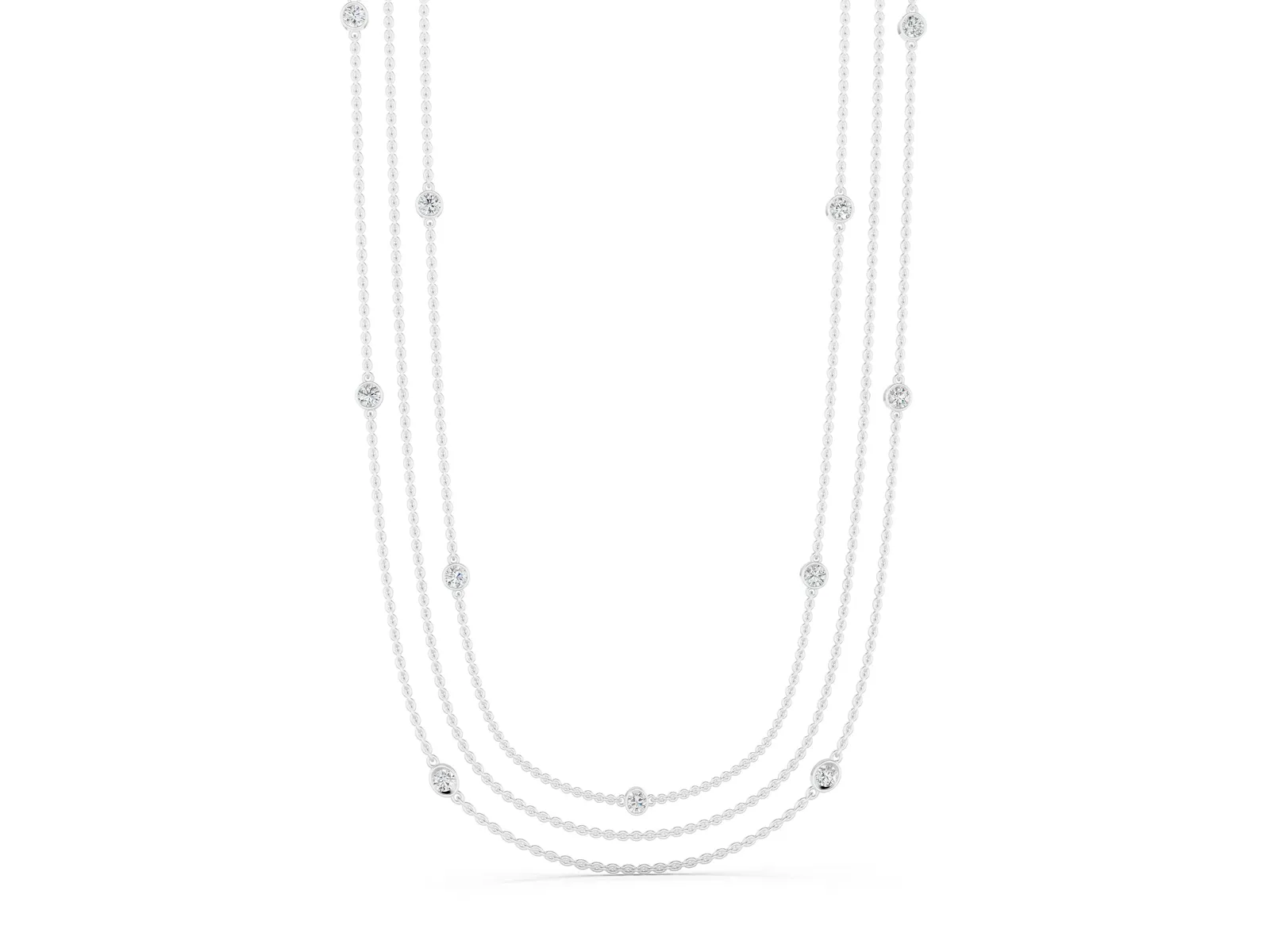 Round Diamond Station Necklace White gold