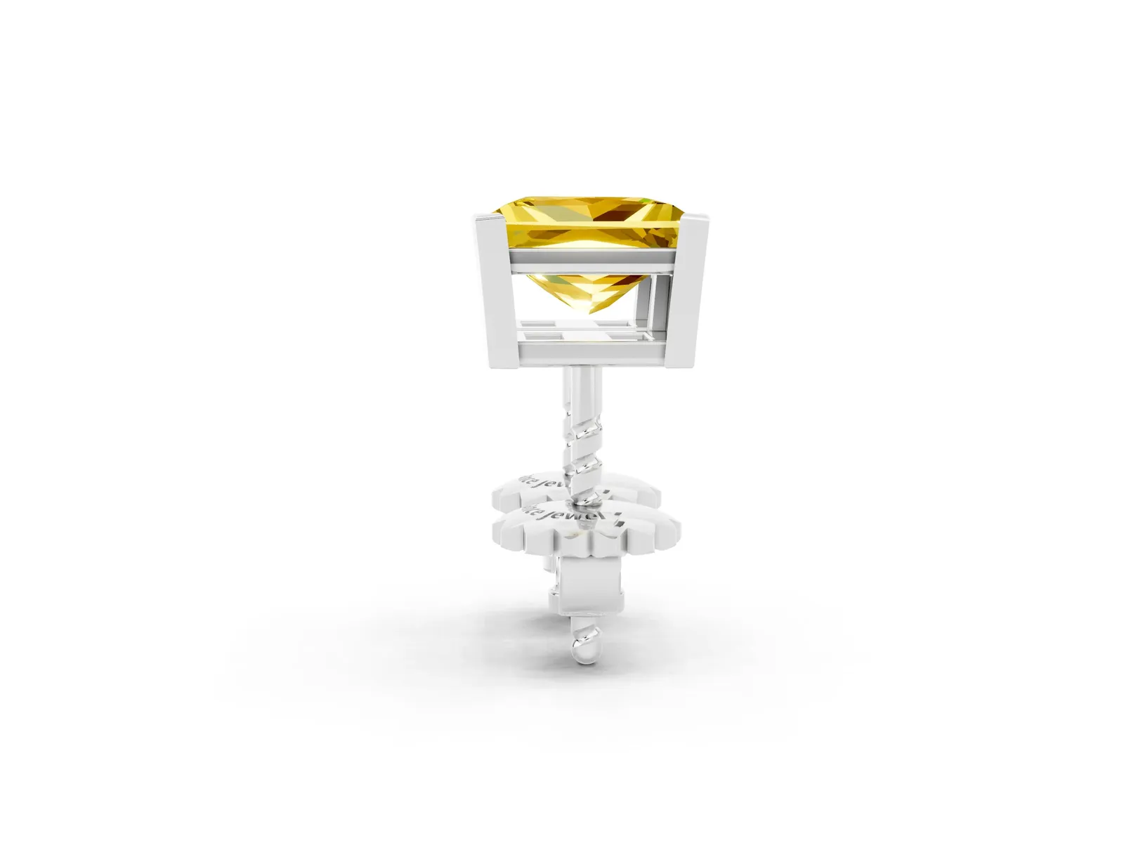 Princess Cut Yellow Sapphire Stud Earrings Silver