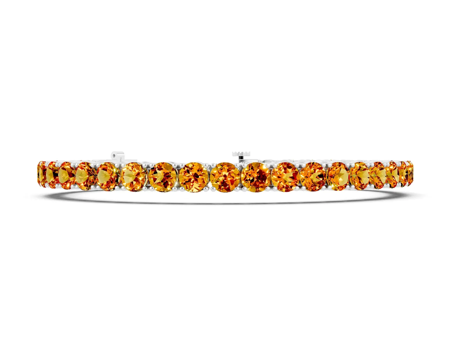 Round Brilliant Citrine Tennis Bracelet with Prong Setting Silver