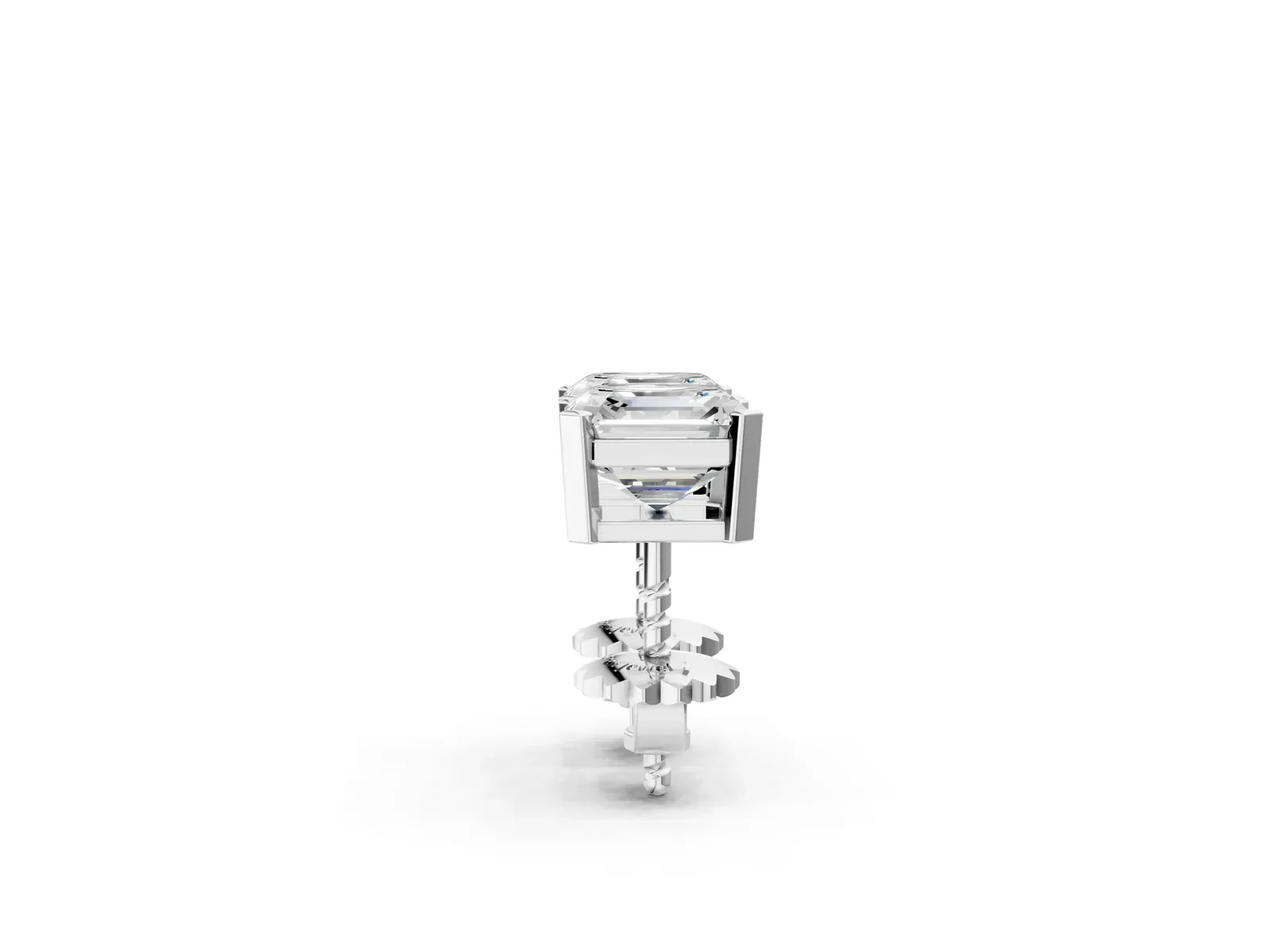 Asscher Cut Diamond Stud Earrings Silver