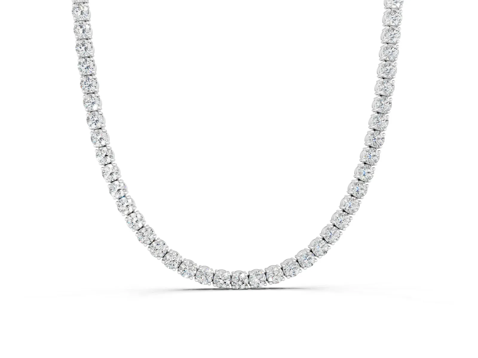 Round Diamond Tennis Necklace with Four-Prong Setting Silver