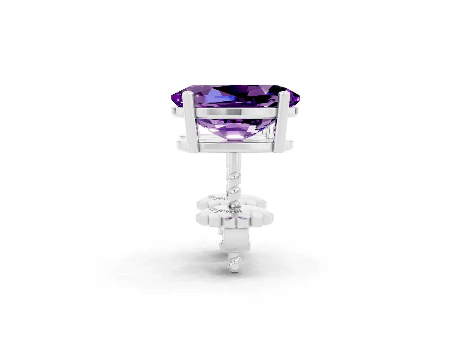 Oval Cut Amethyst Stud Earrings Platinum