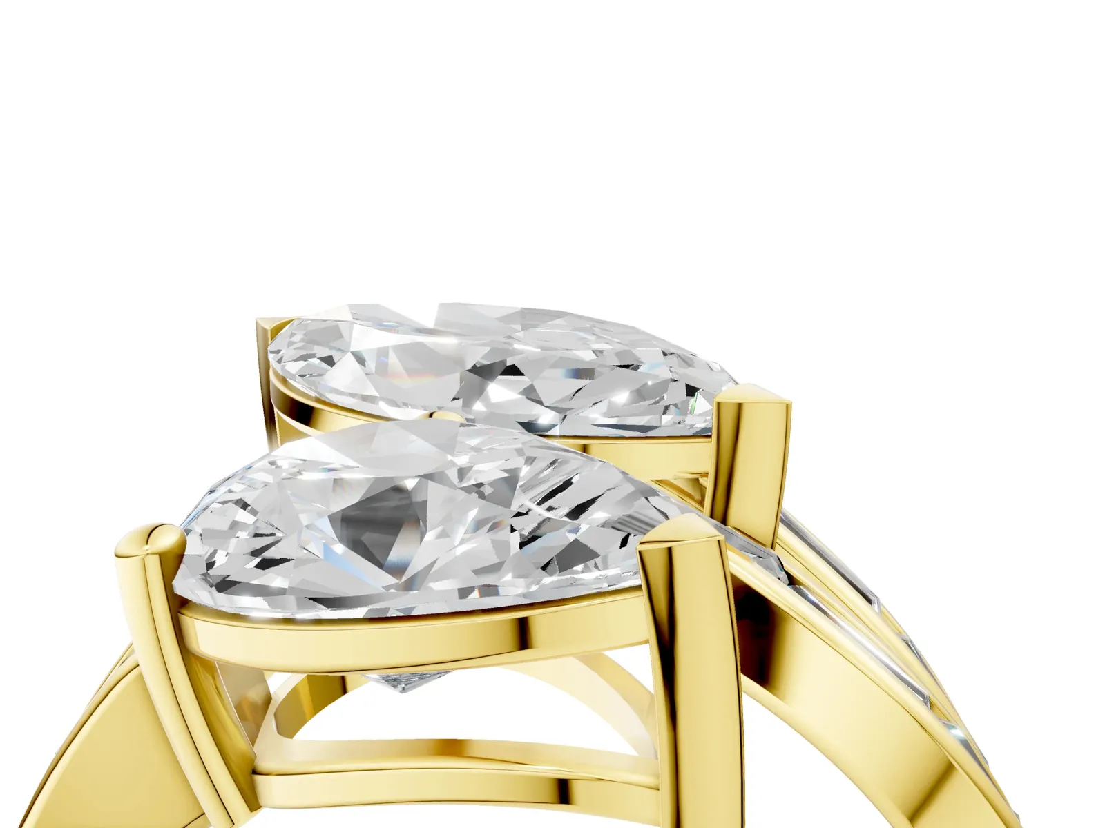 Marquise and Pear Diamond Toi Moi Ring with Baguette Diamond Accents Yellow gold