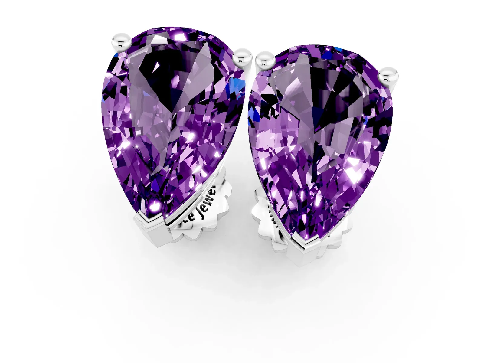 Pear Cut Amethyst Stud Earrings Silver