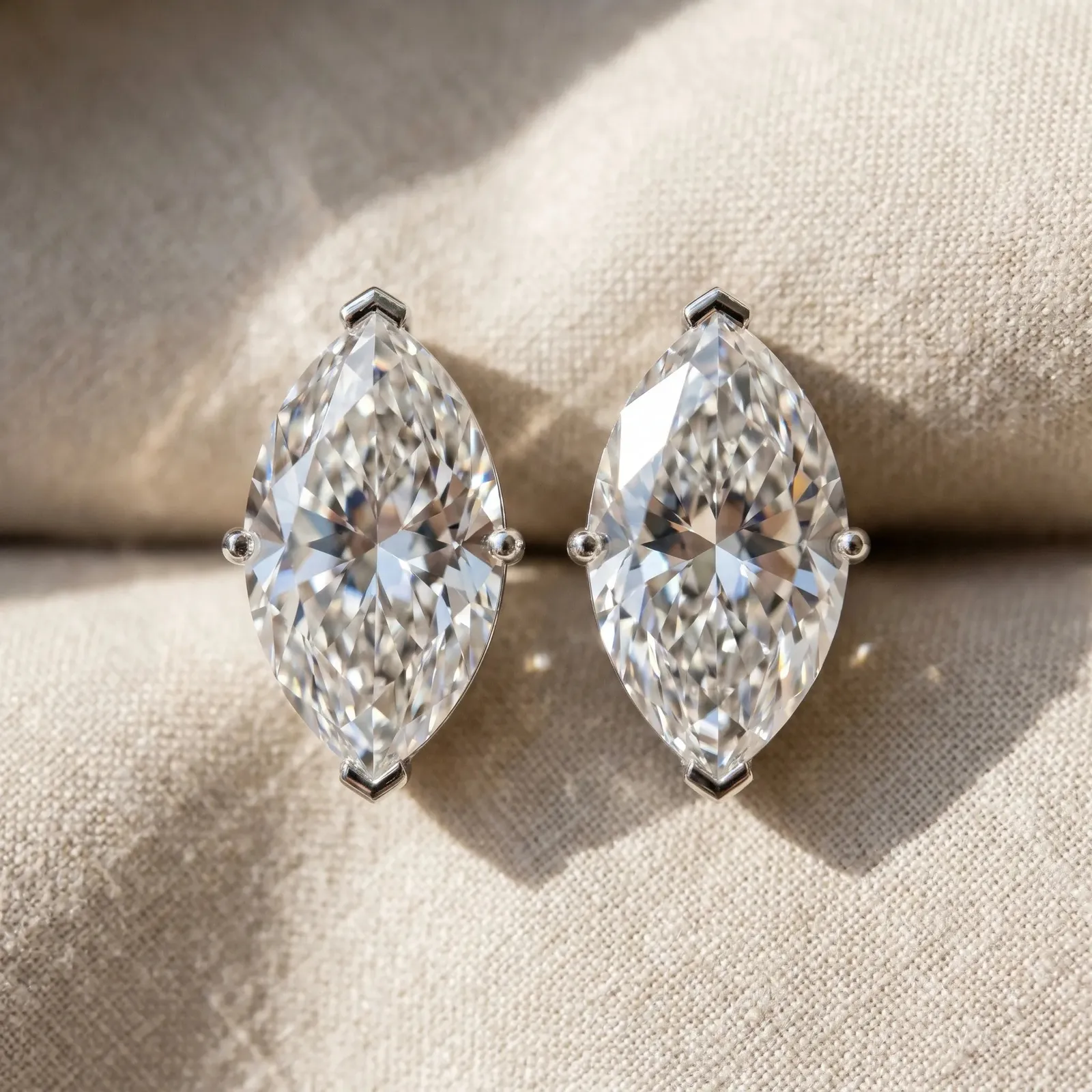 Marquise Cut Diamond Stud Earrings Platinum