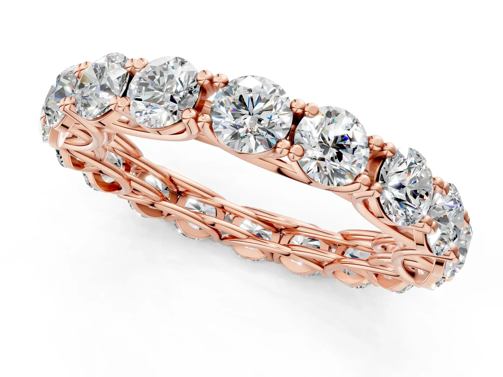 Round Diamond Woven Full Eternity Band Rose gold