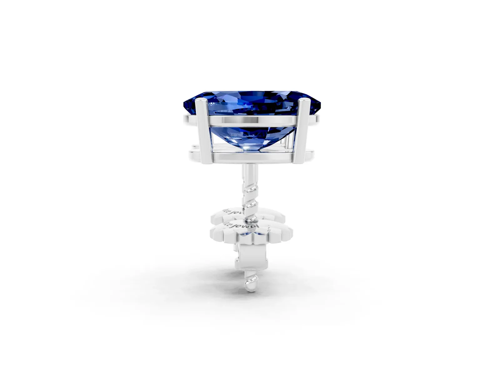 Oval Cut Blue Sapphire Stud Earrings Silver