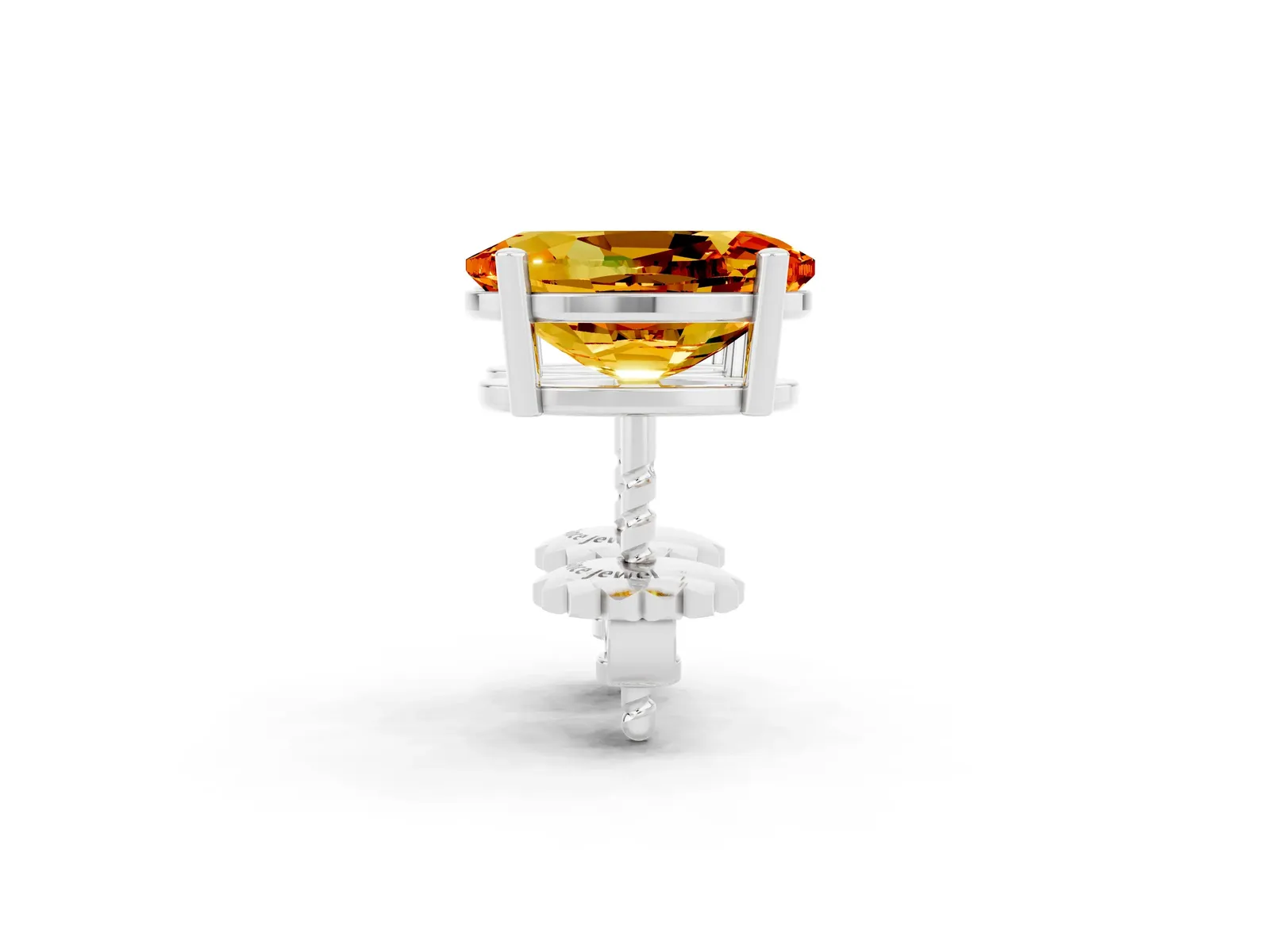 Oval Cut Citrine Stud Earrings Platinum