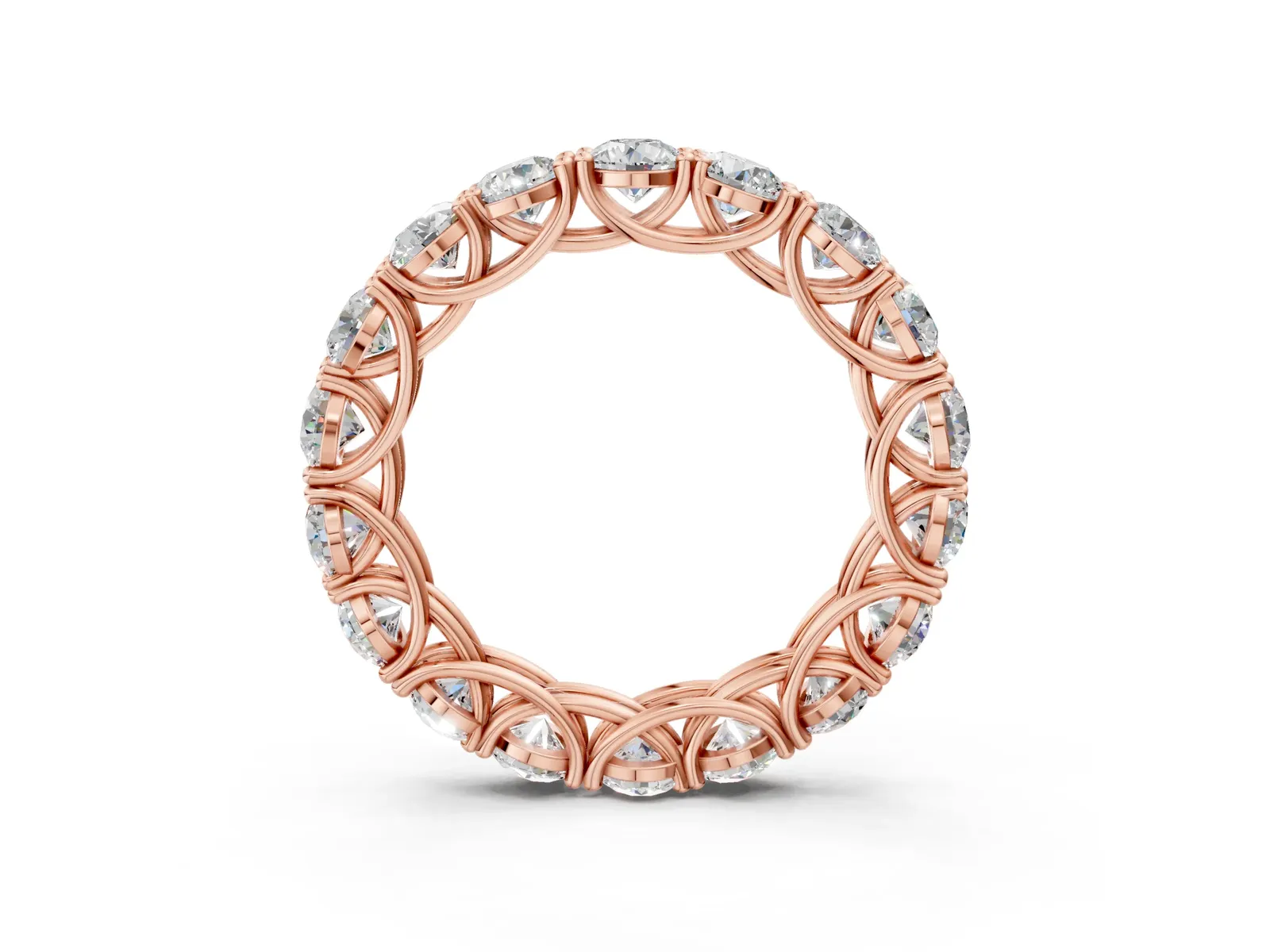 Round Diamond Woven Full Eternity Band Rose gold