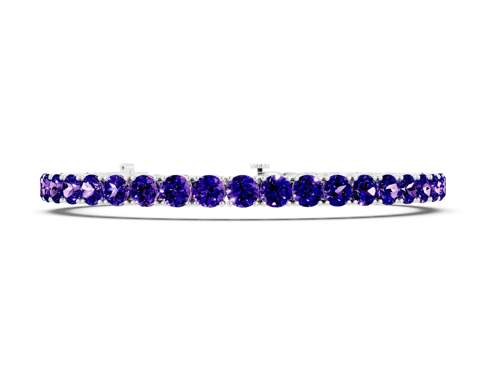 Round Brilliant Tanzanite Tennis Bracelet with Prong Setting Silver