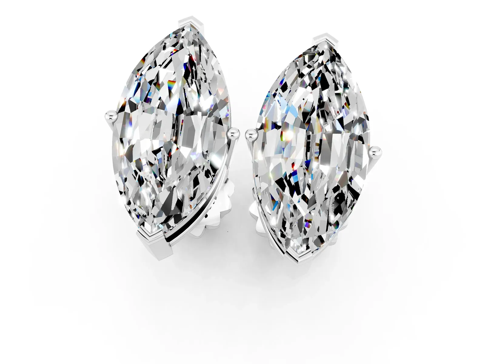 Marquise Cut Moissanite Stud Earrings White gold