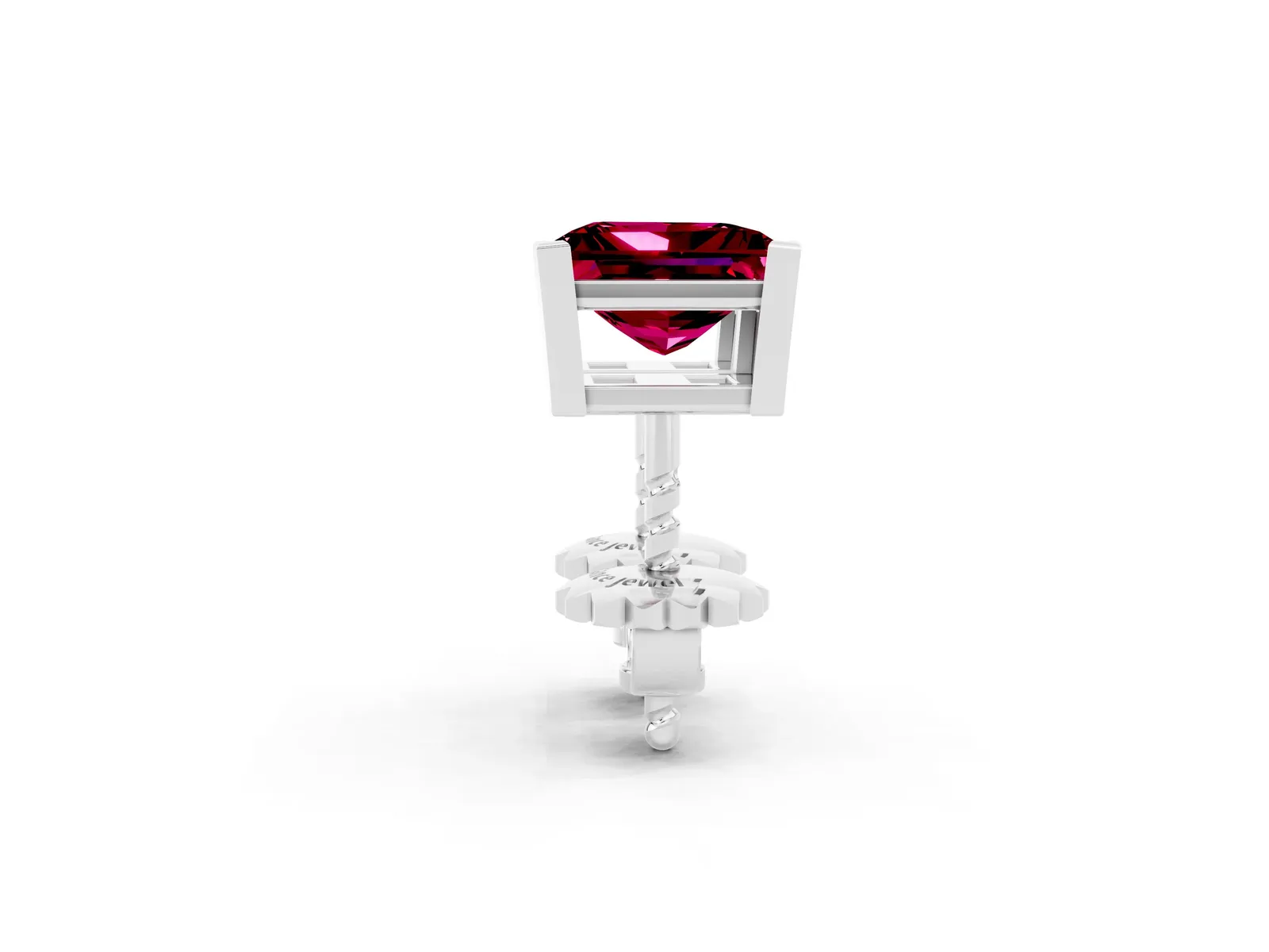 Princess Cut Garnet Stud Earrings White gold
