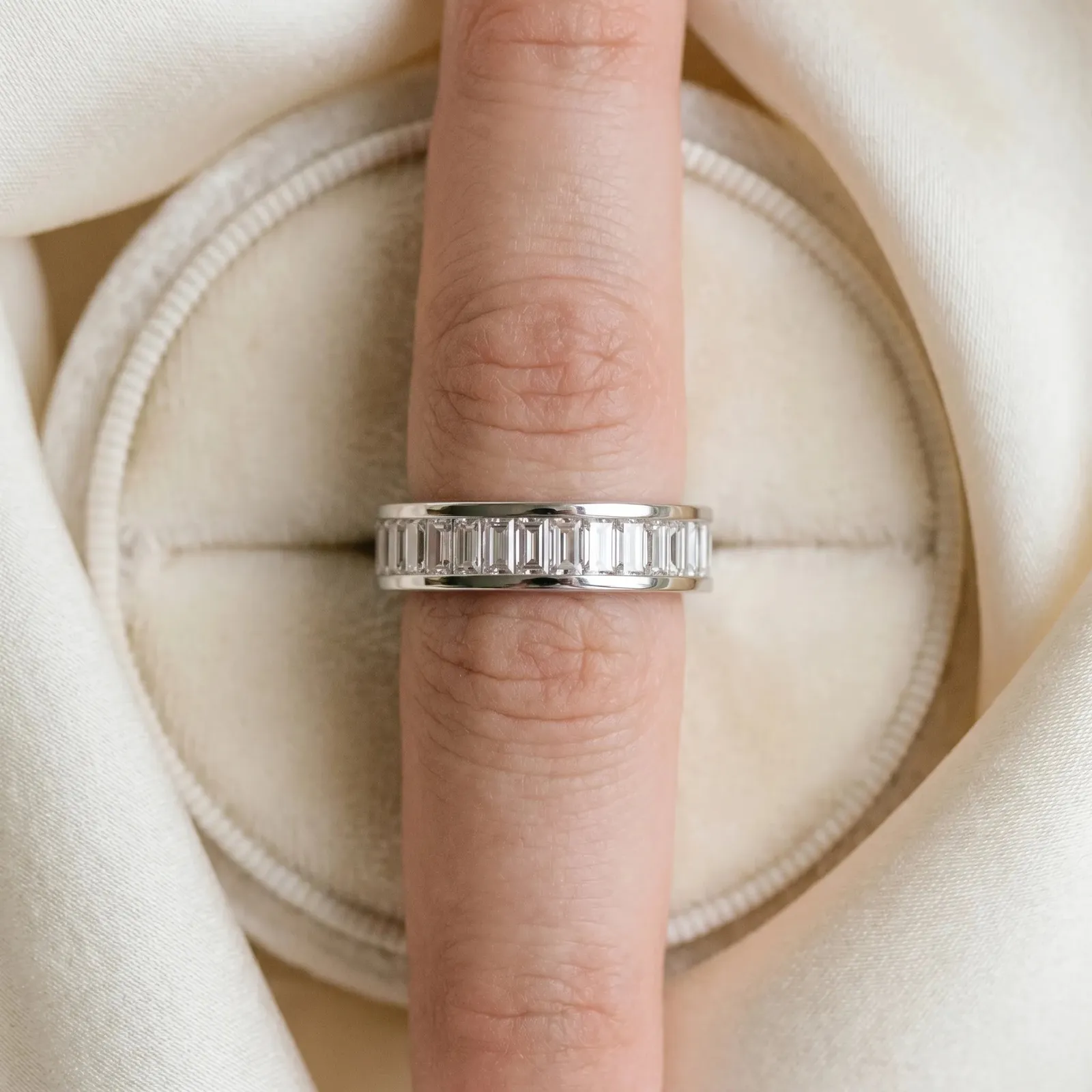 baguette Cut eternity band with channel set Silver