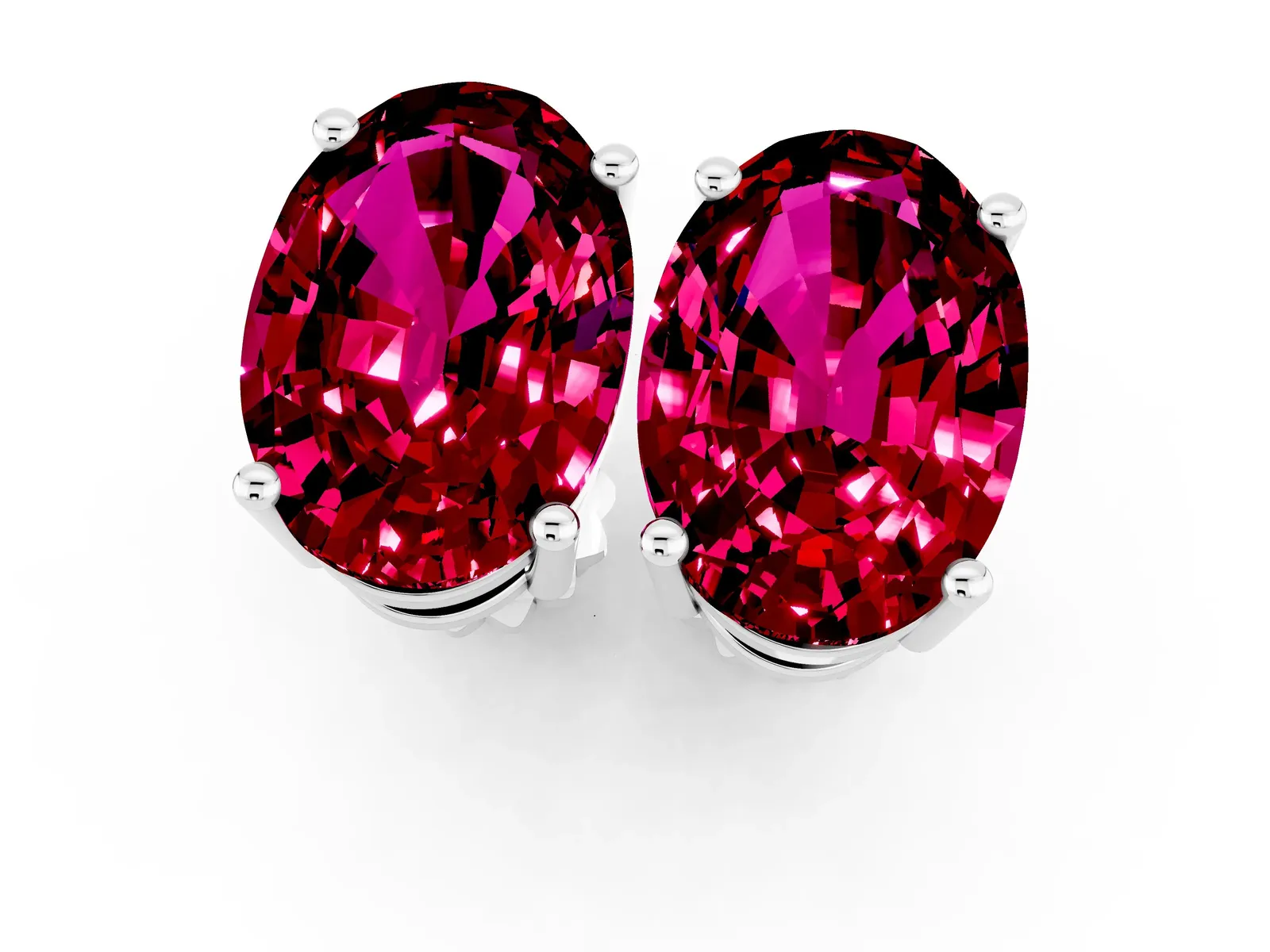Oval Cut Garnet Stud Earrings Platinum