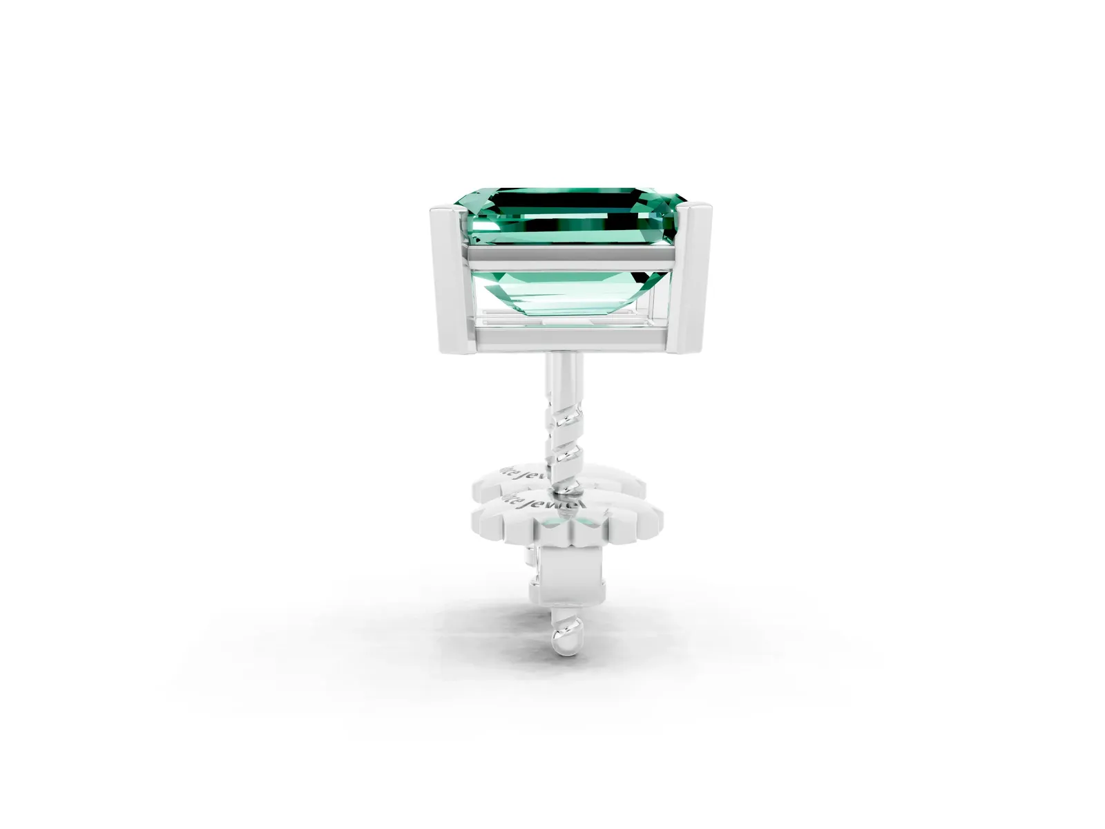 Emerald Cut Green Sapphire Stud Earrings Platinum