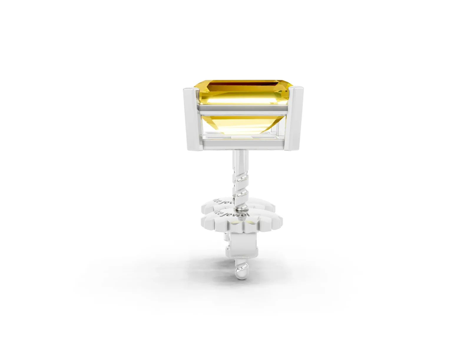 Emerald Cut Yellow Sapphire Stud Earrings White gold