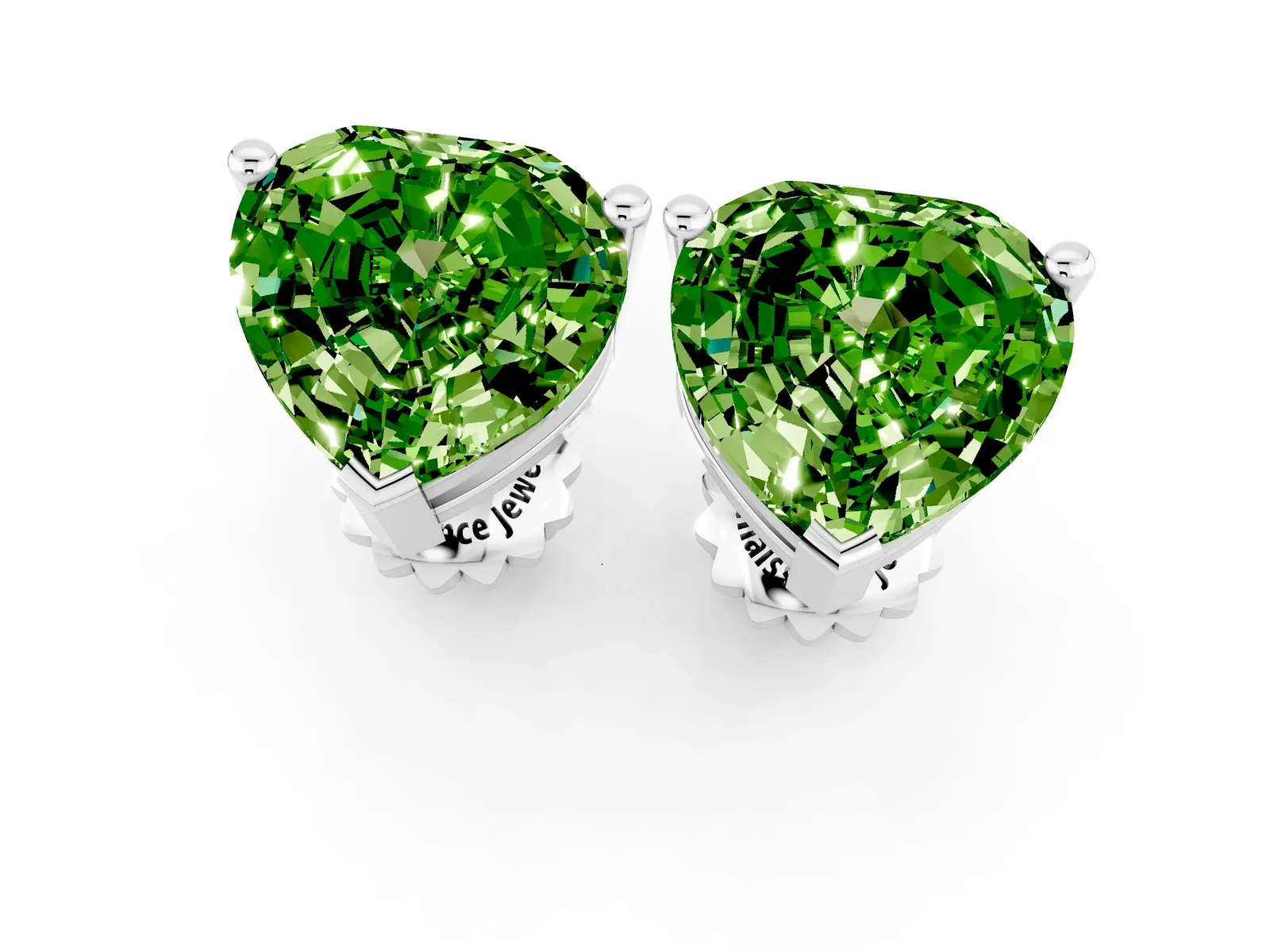Heart Cut Peridot Stud Earrings Platinum