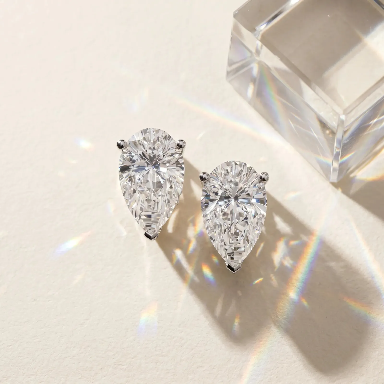 Pear Cut Diamond Stud Earrings Platinum