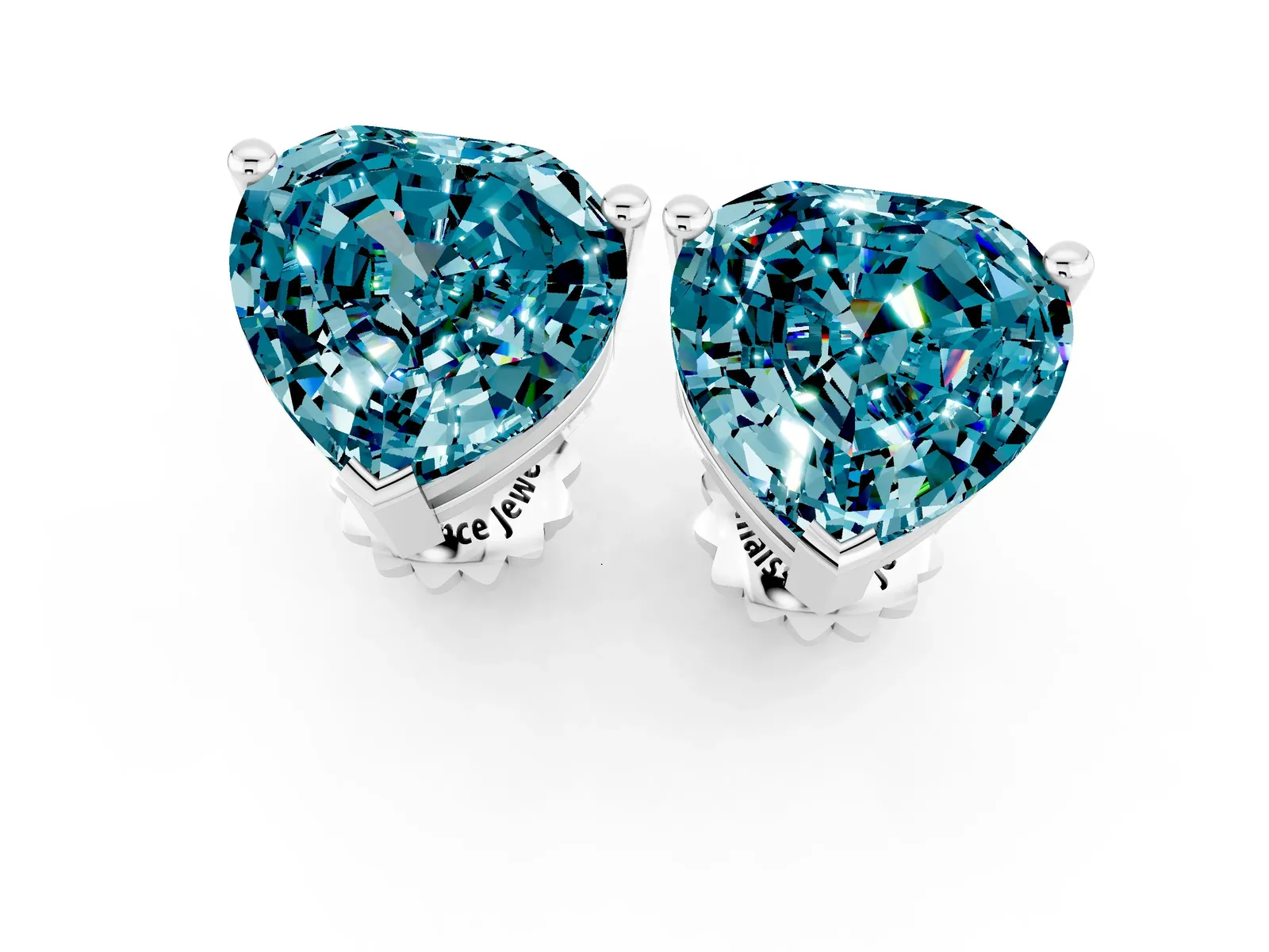 Heart Cut Blue Topaz Stud Earrings Silver