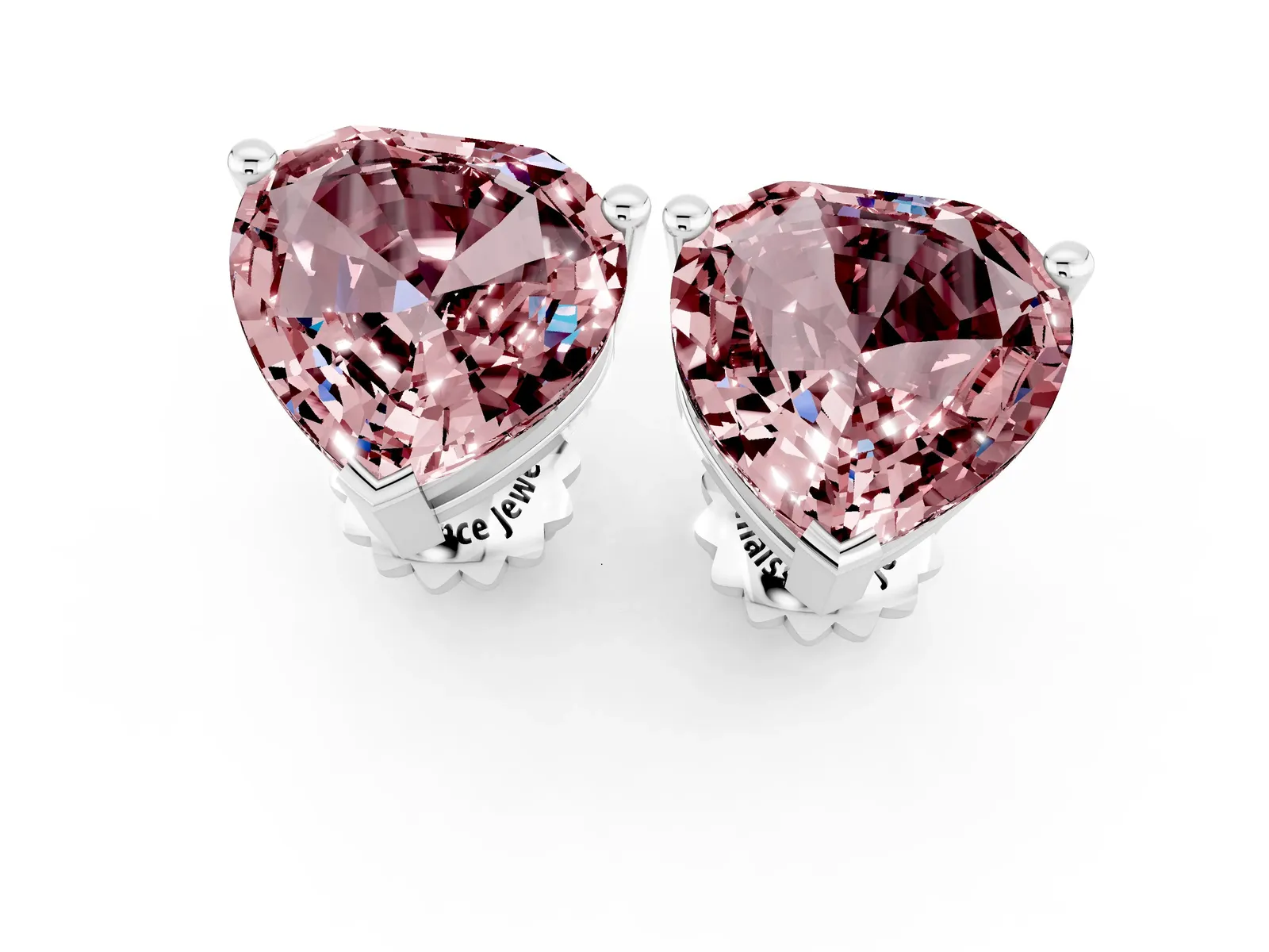 Heart Cut Morganite Stud Earrings Silver