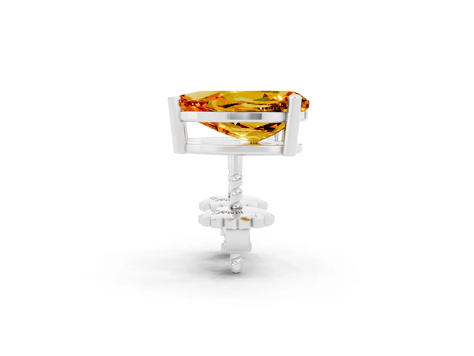Pear Cut Citrine Stud Earrings Silver
