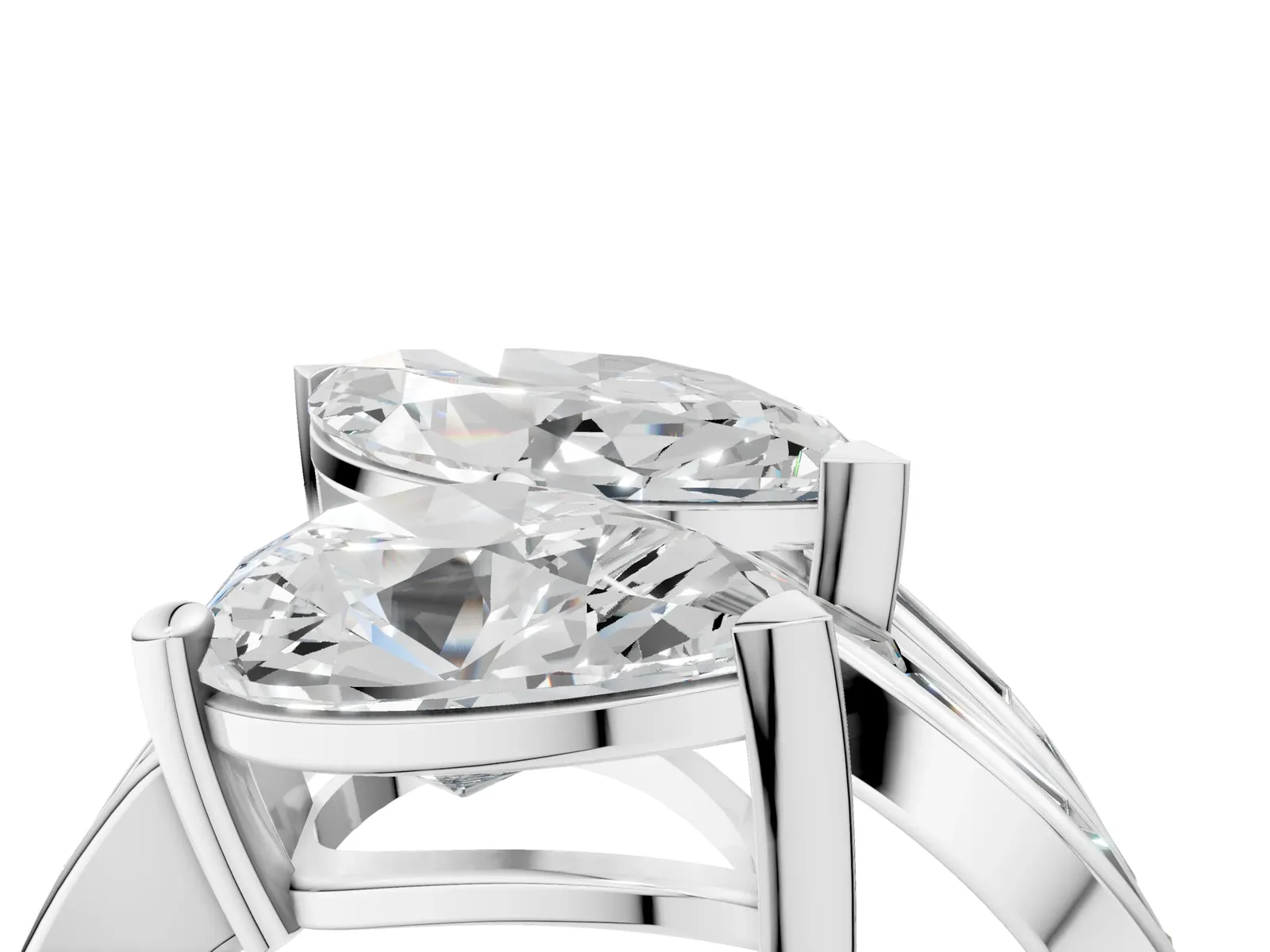Marquise and Pear Diamond Toi Moi Ring with Baguette Diamond Accents Silver