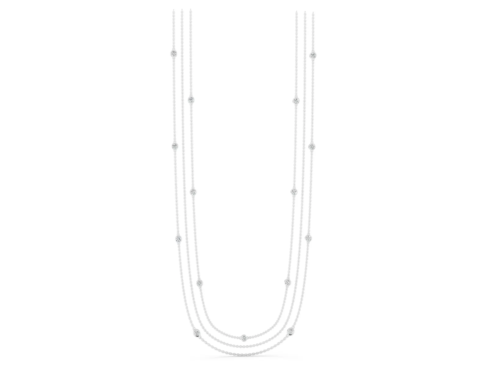 Round Diamond Station Necklace White gold