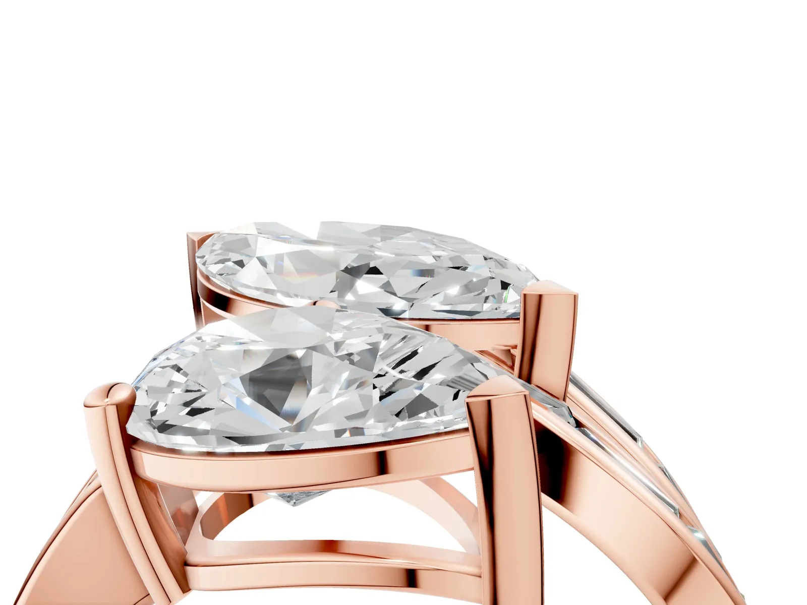 Marquise and Pear Diamond Toi Moi Ring with Baguette Diamond Accents Rose gold