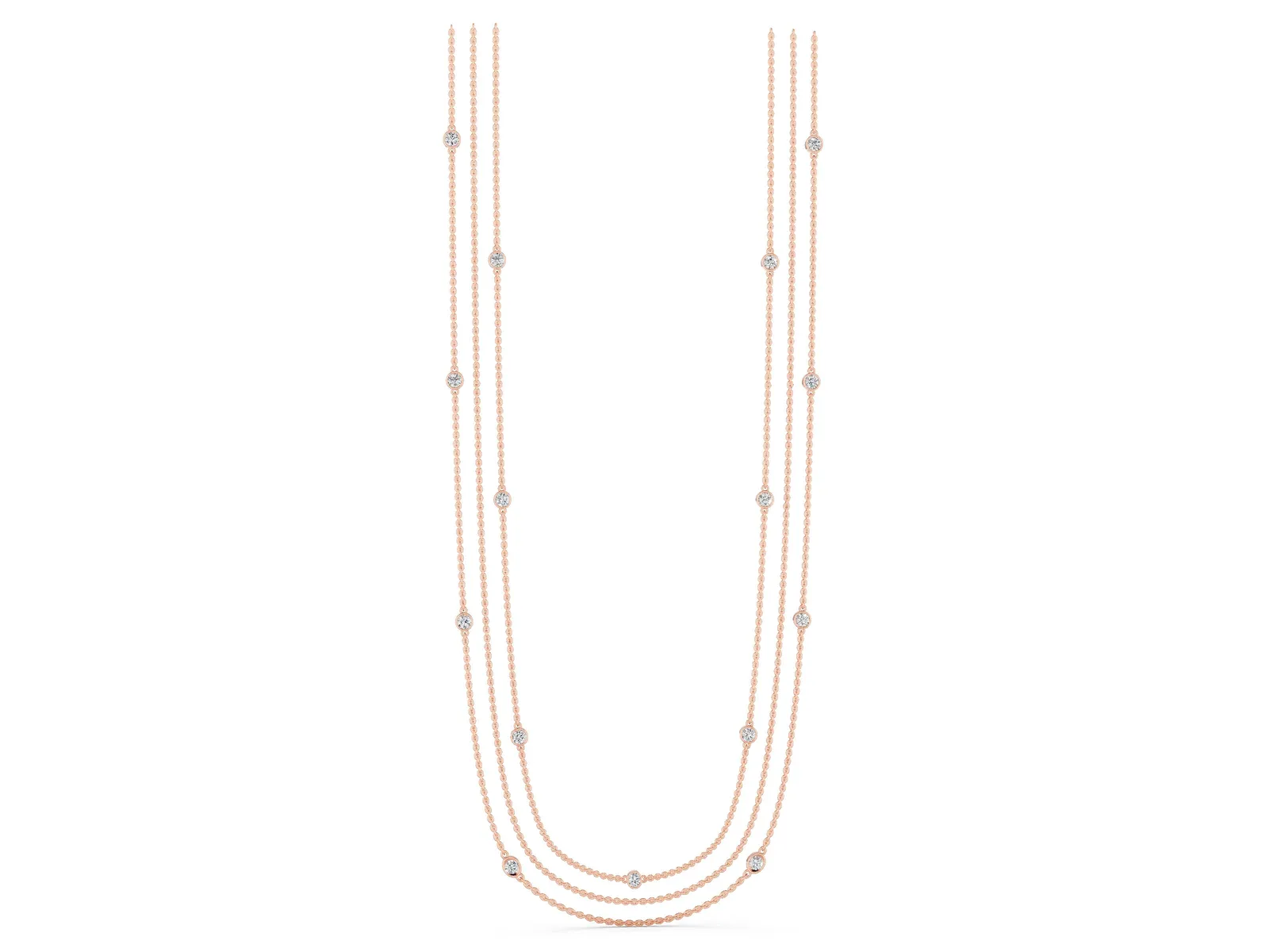 Round Diamond Station Necklace Rose gold