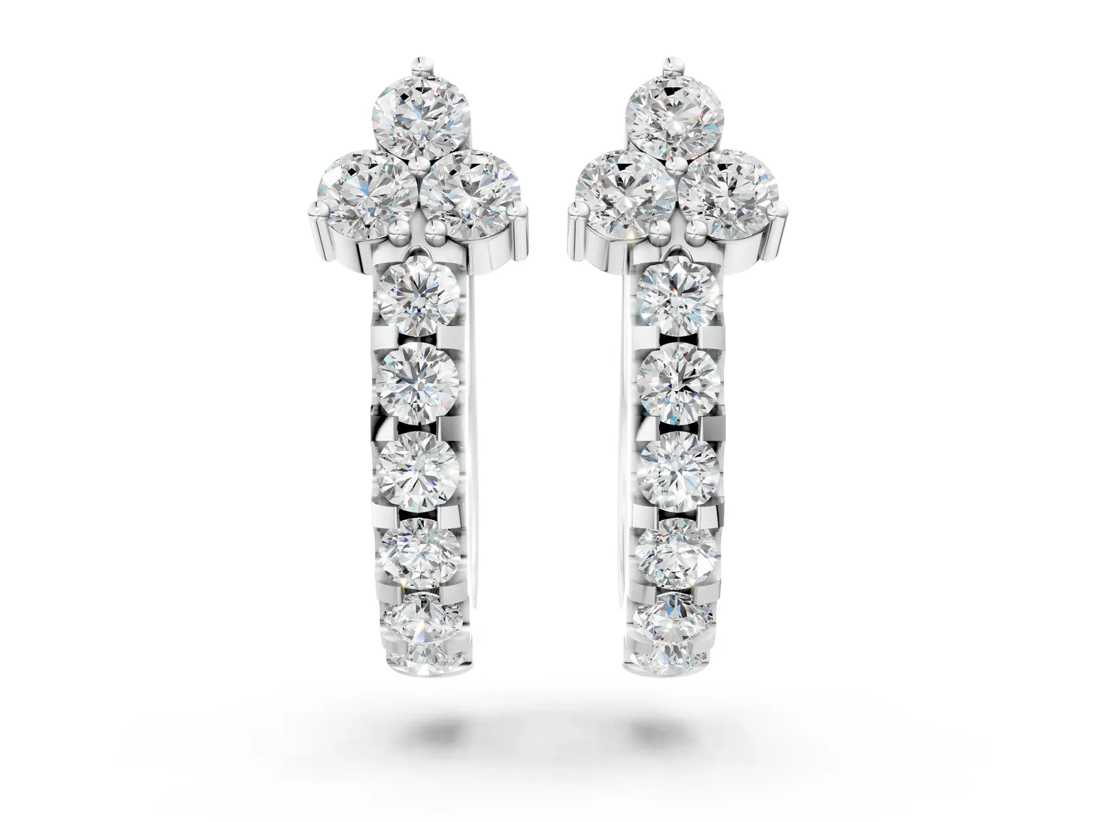 Round Cut Diamond Pavé Huggie Hoop Earrings Silver