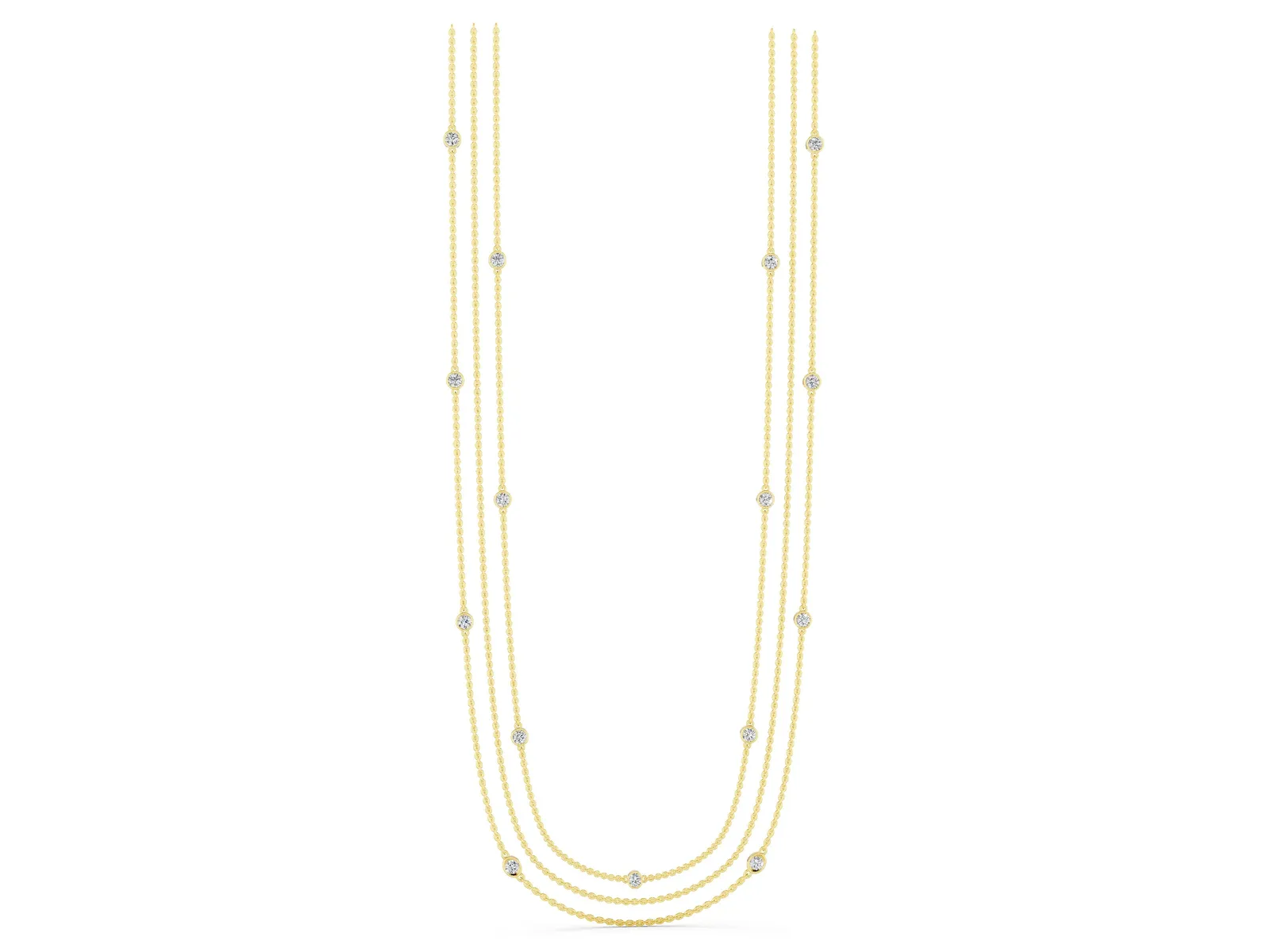 Round Diamond Station Necklace Yellow gold