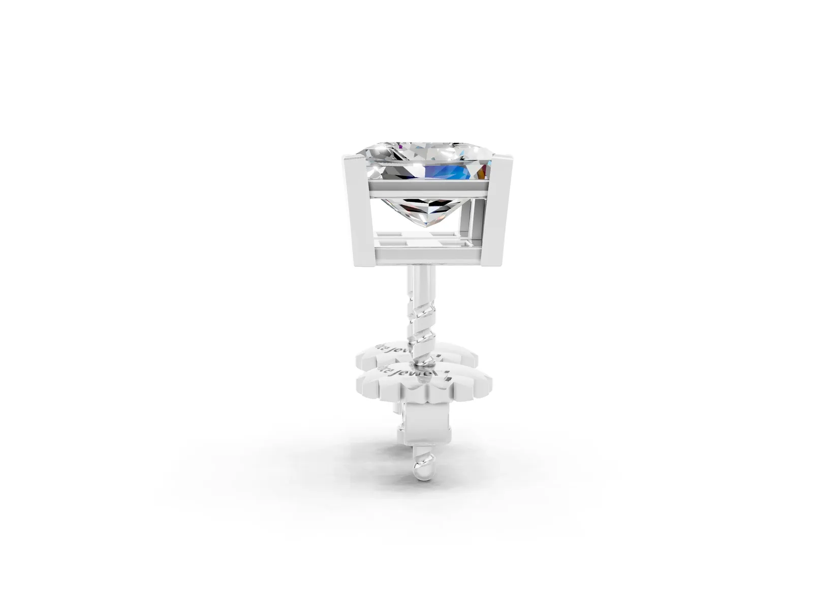 Princess Cut Moissanite Stud Earrings White gold