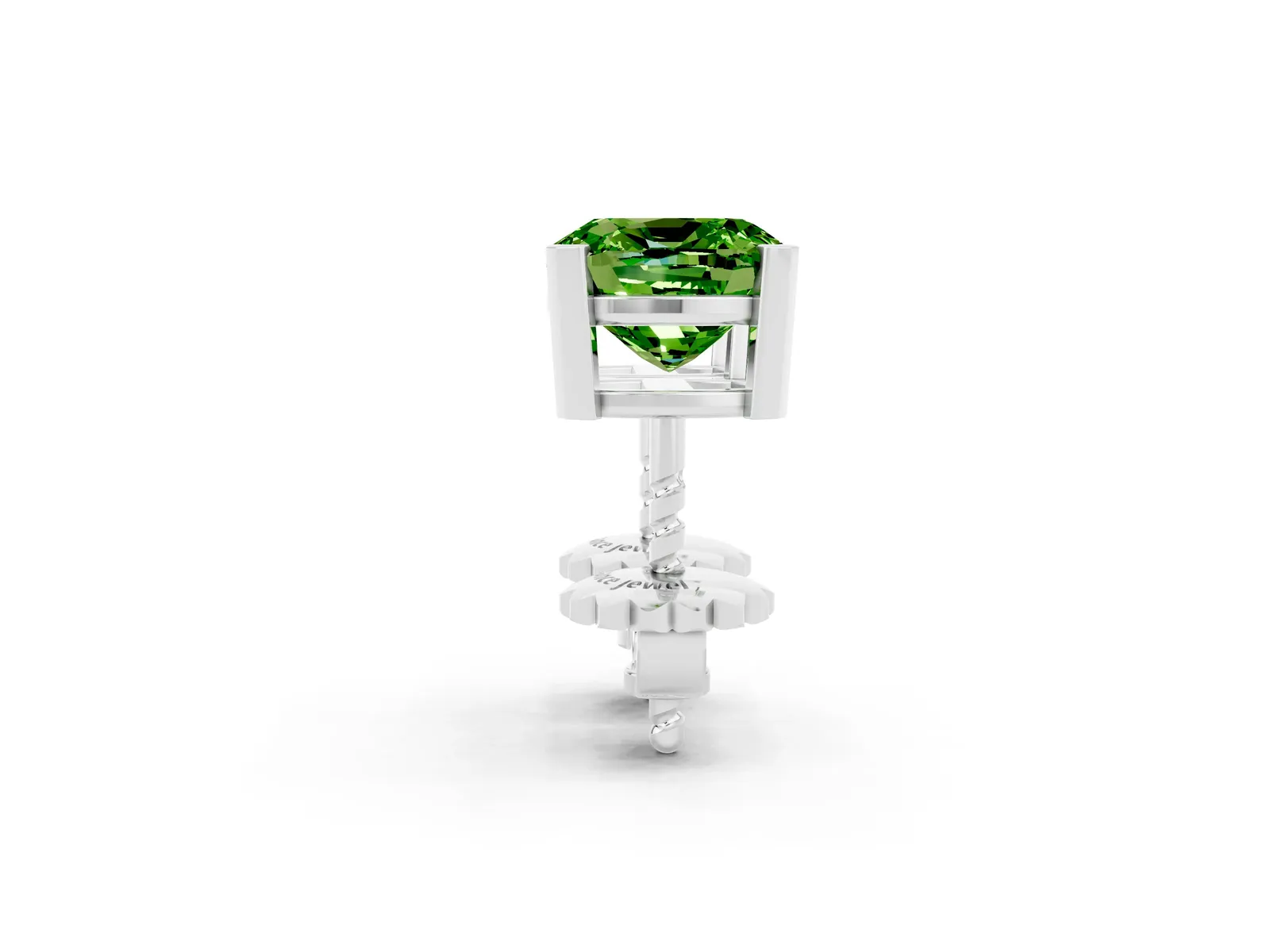 Cushion Cut Peridot Stud Earrings White gold