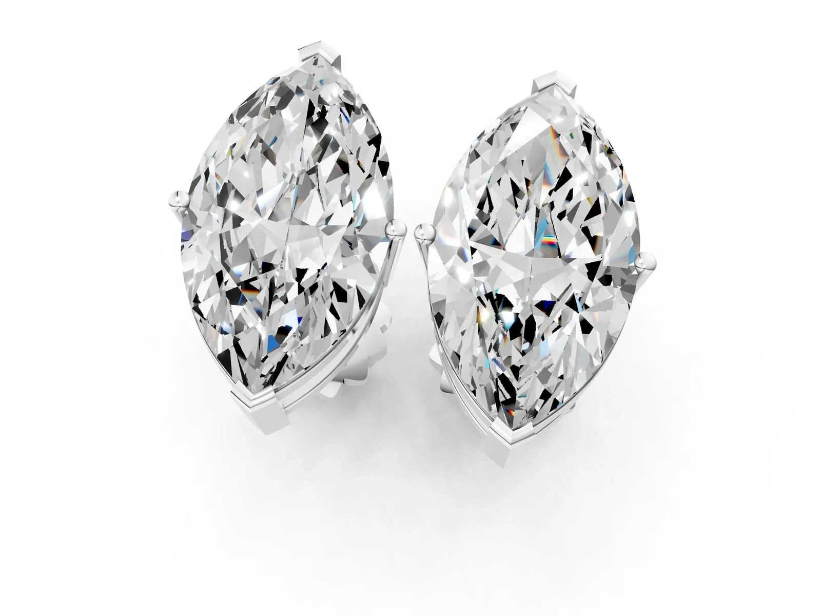 Marquise Cut Diamond Stud Earrings Platinum