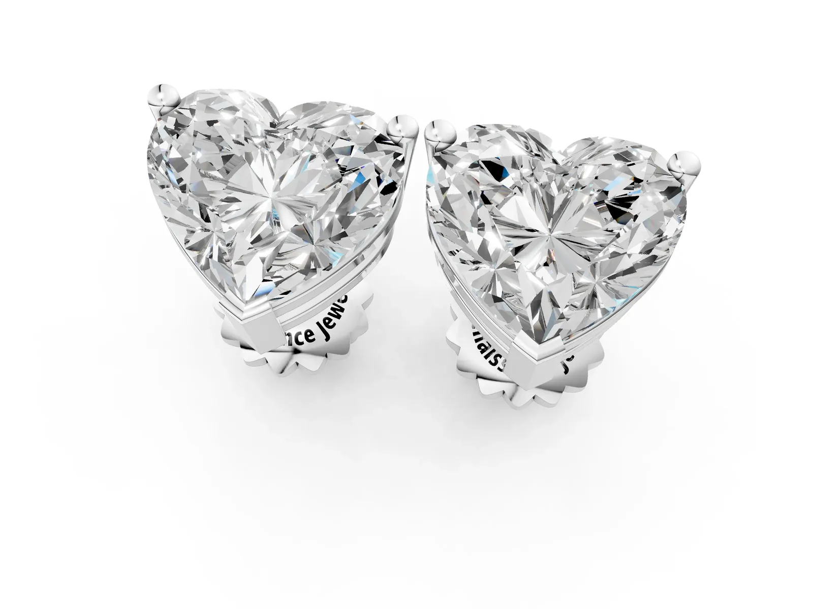 Heart Cut Diamond Stud Earrings White gold