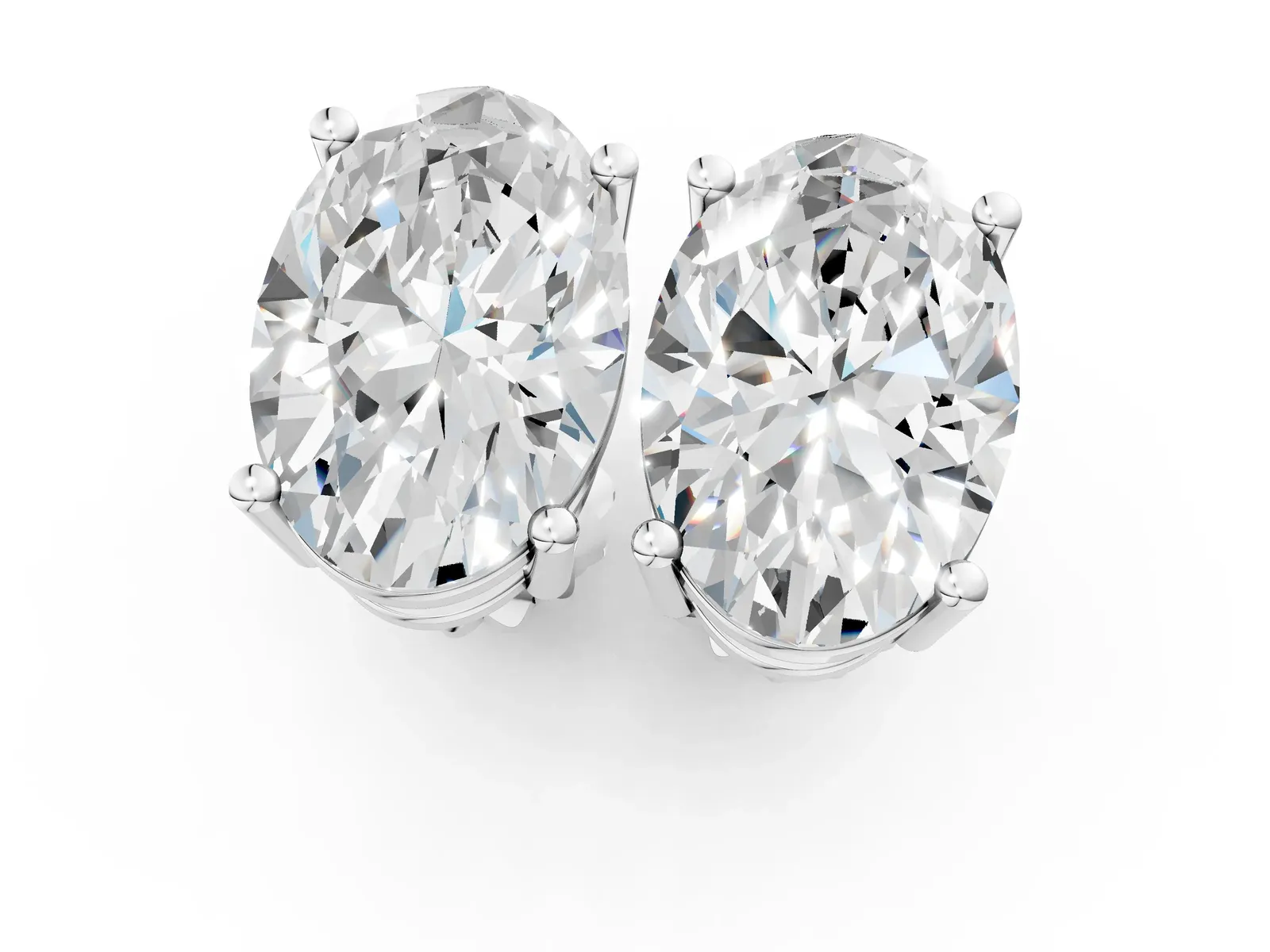 Oval Cut Diamond Stud Earrings Platinum