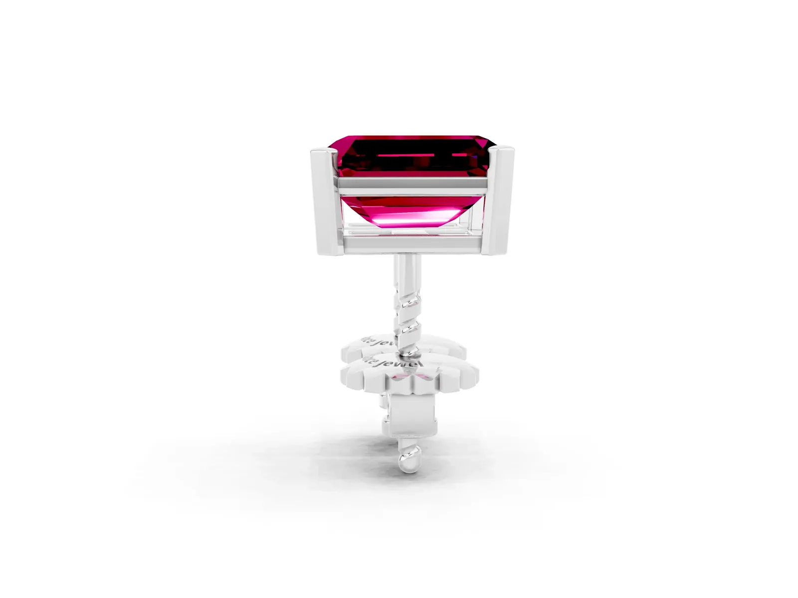 Emerald Cut Garnet Stud Earrings Platinum