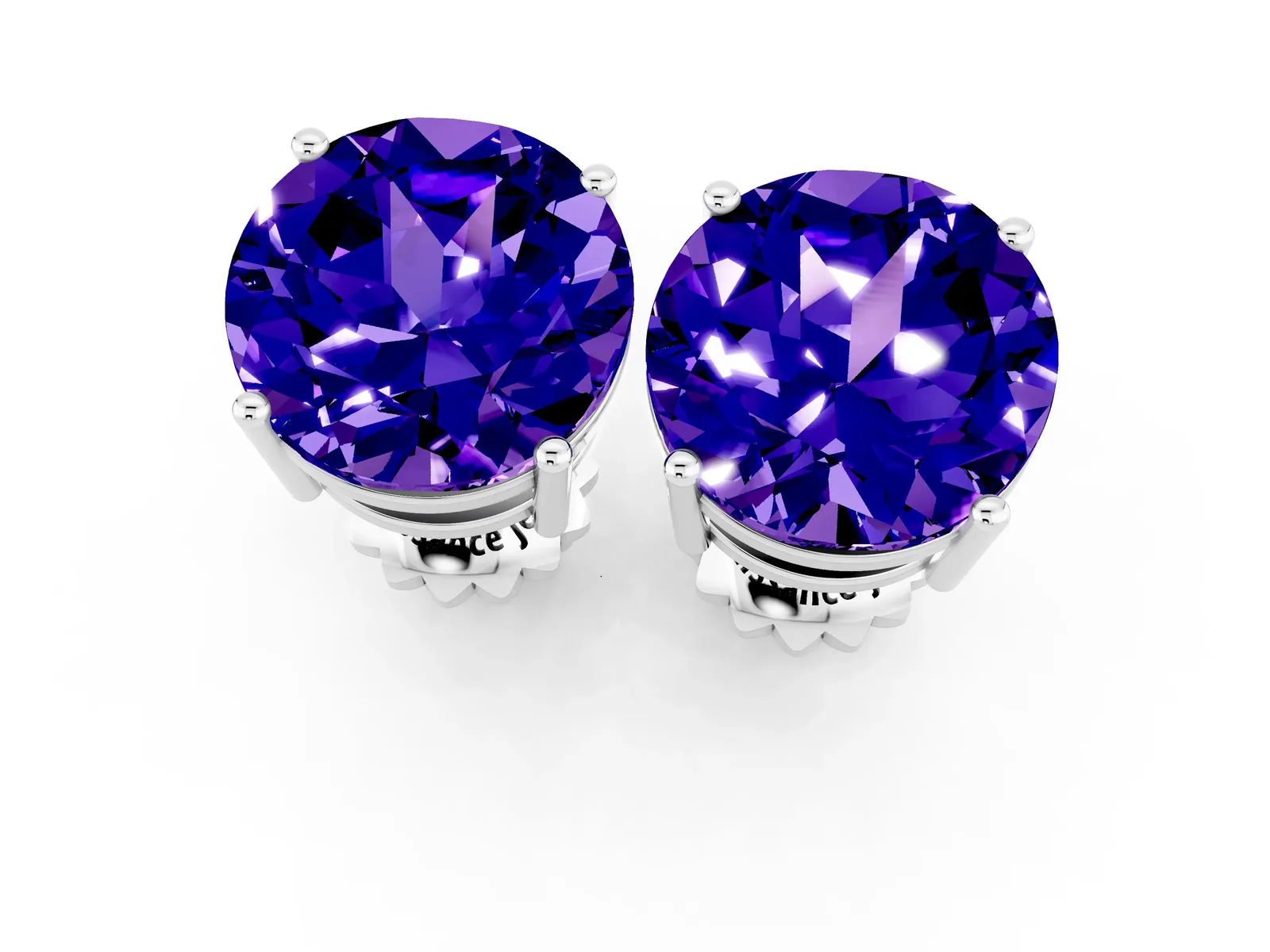 Round Cut Tanzanite Stud Earrings Silver