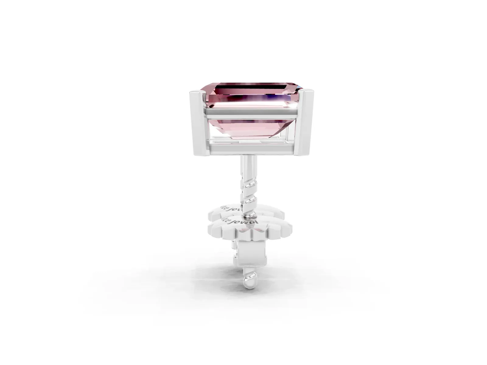 Emerald Cut Morganite Stud Earrings White gold