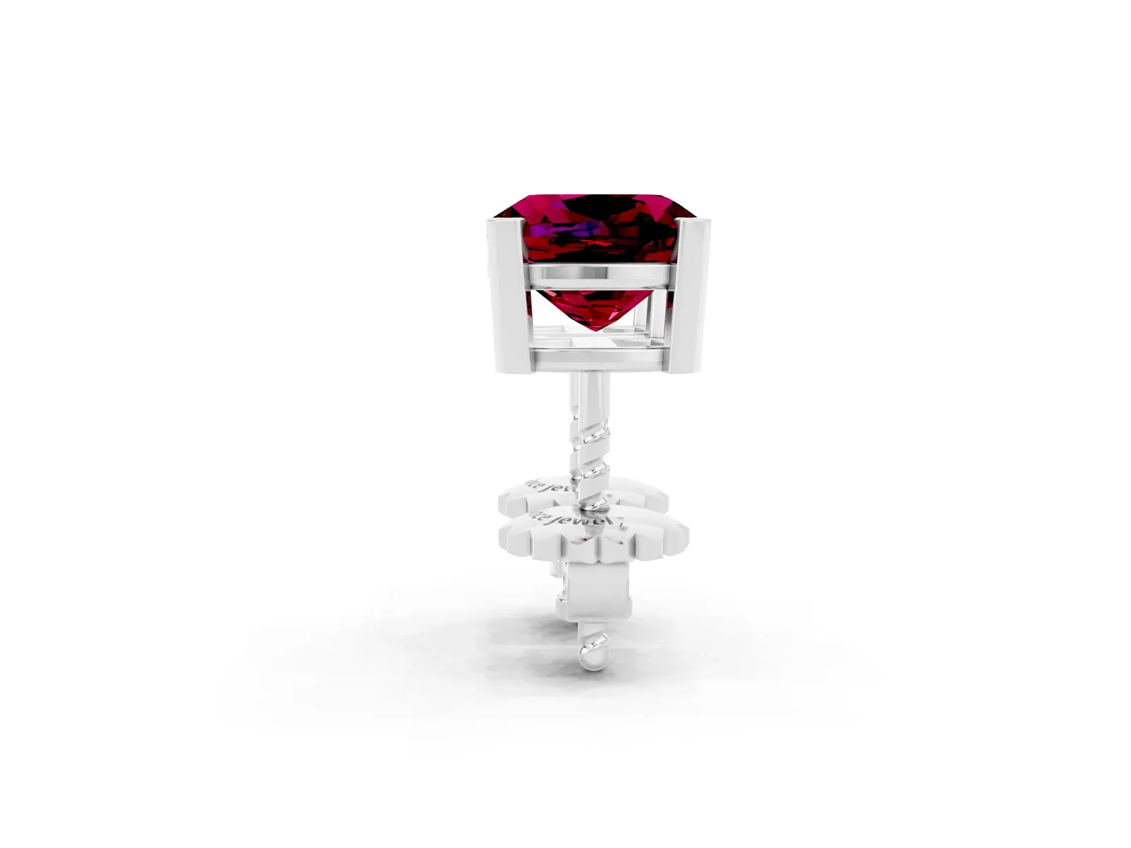 Cushion Cut Garnet Stud Earrings White gold