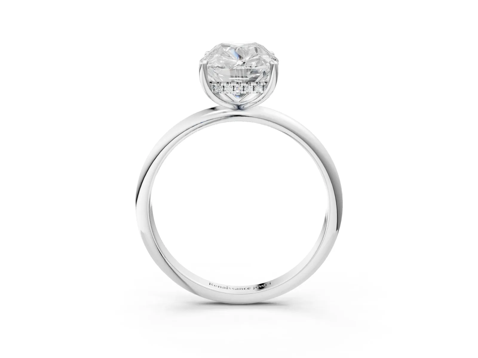 Old Mine Elongated Cushion Diamond Classic Band Four Prong Solitaire Ring Platinum