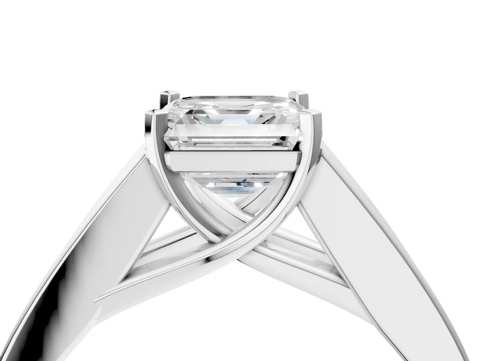 Princess Cut Cut Channel Set Solitaire Ring with Four-Prong Setting Platinum