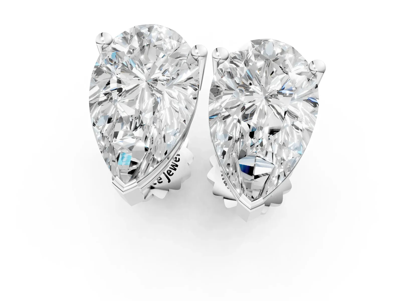 Pear Cut Diamond Stud Earrings Platinum