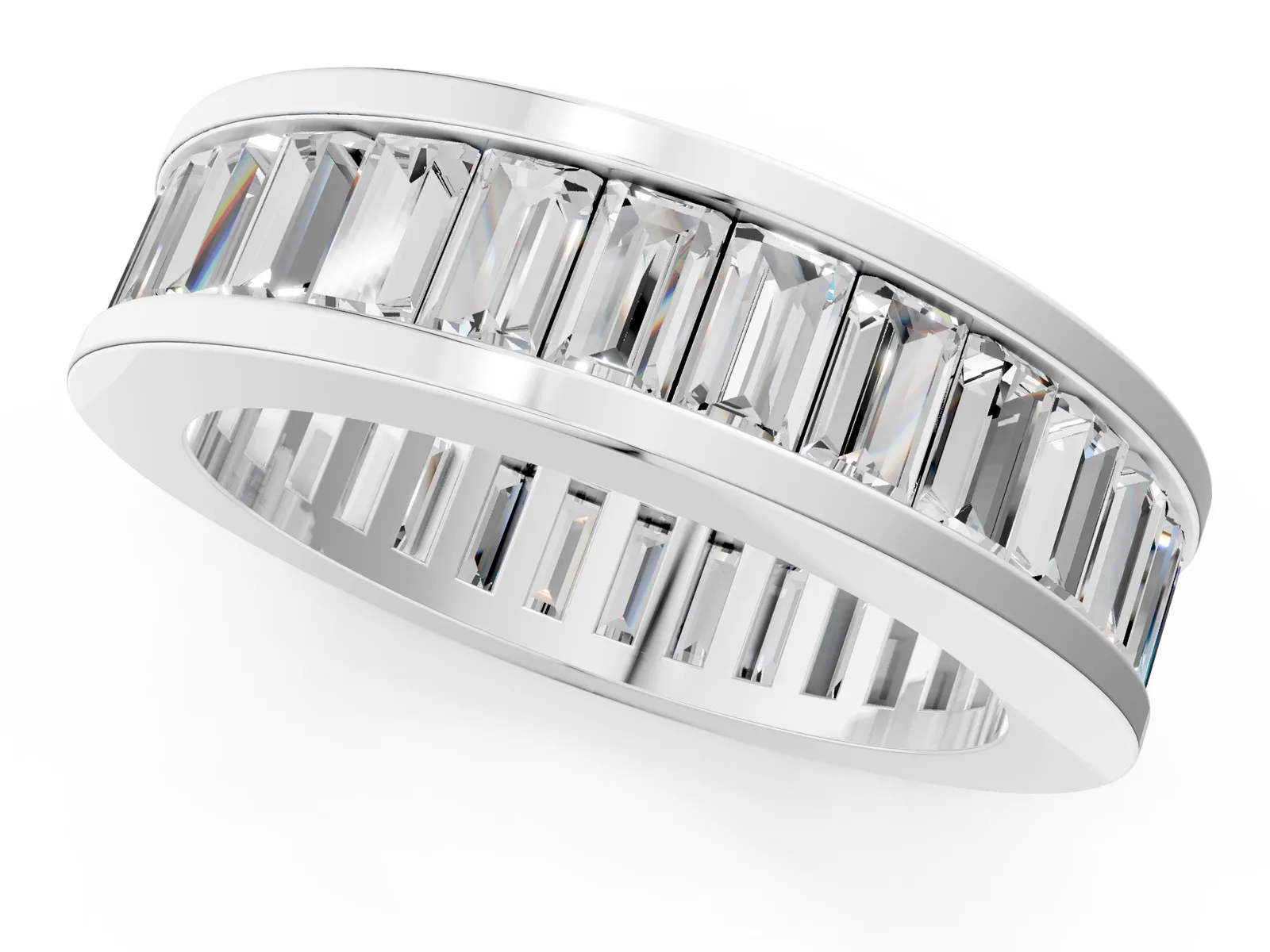 baguette Cut eternity band with channel set Silver