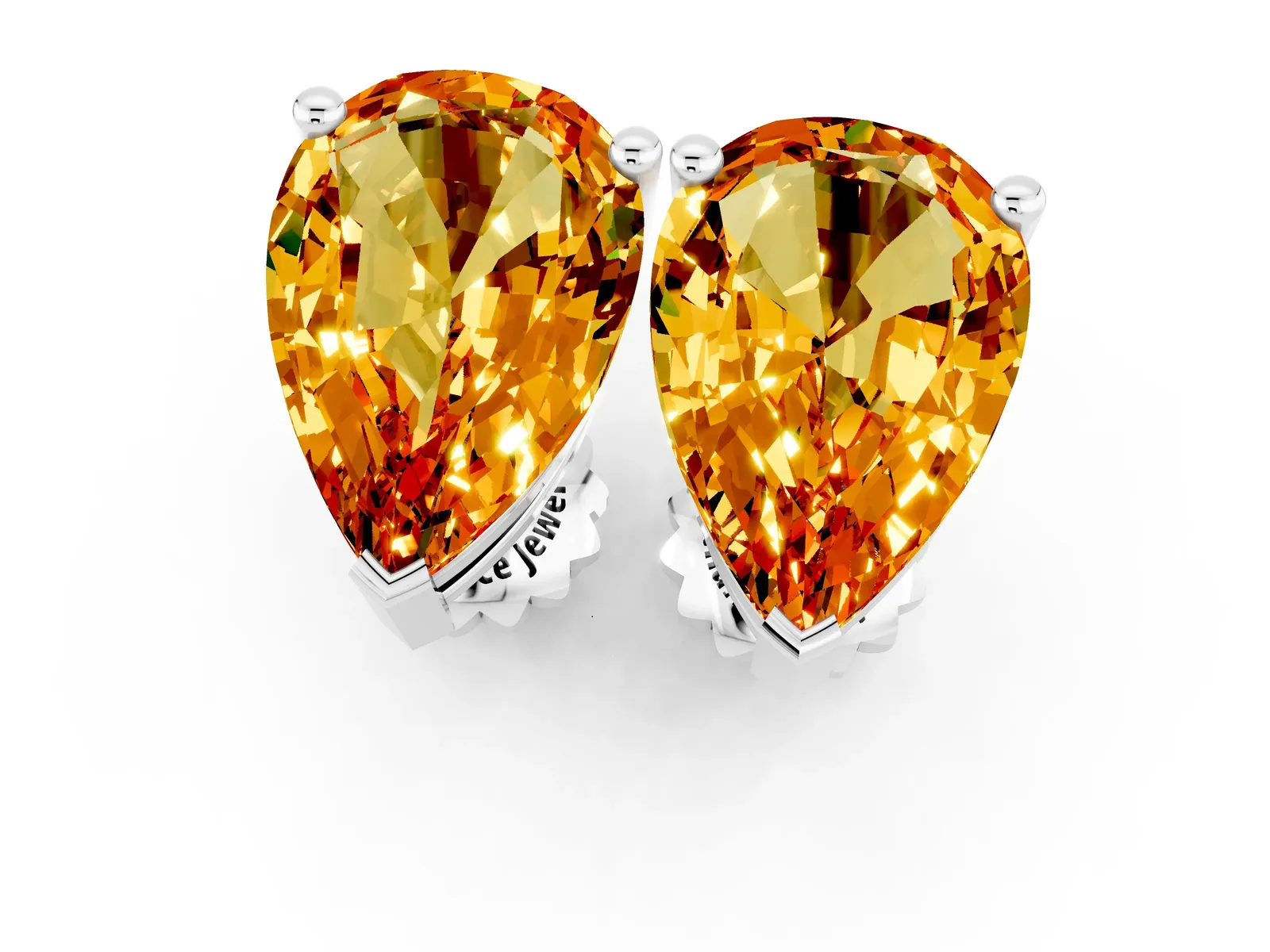 Pear Cut Citrine Stud Earrings Silver