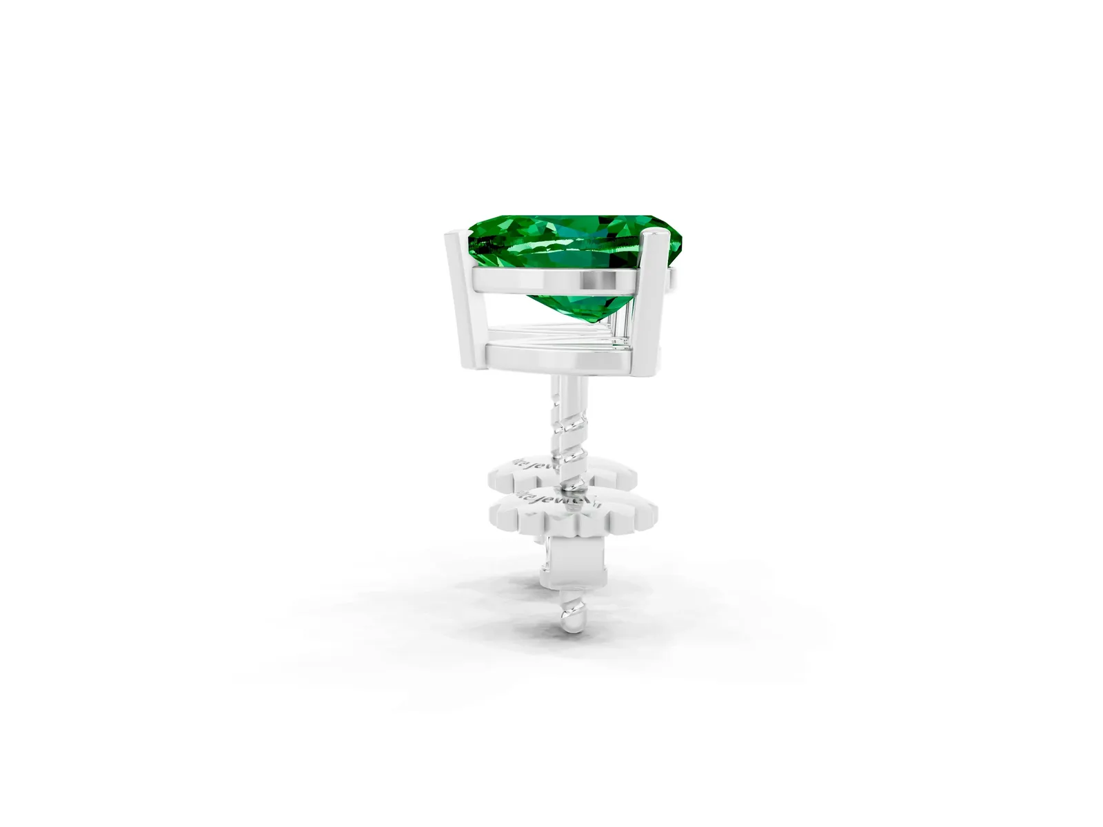 Heart Cut Emerald Stud Earrings Silver