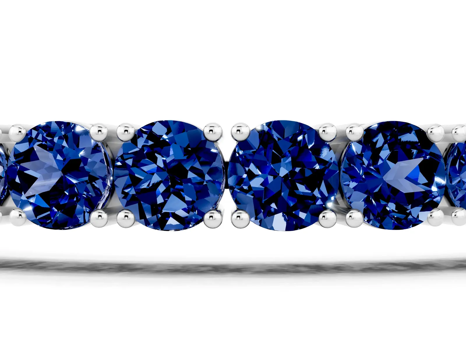 Round Brilliant Blue Sapphire Tennis Bracelet with Prong Setting Silver