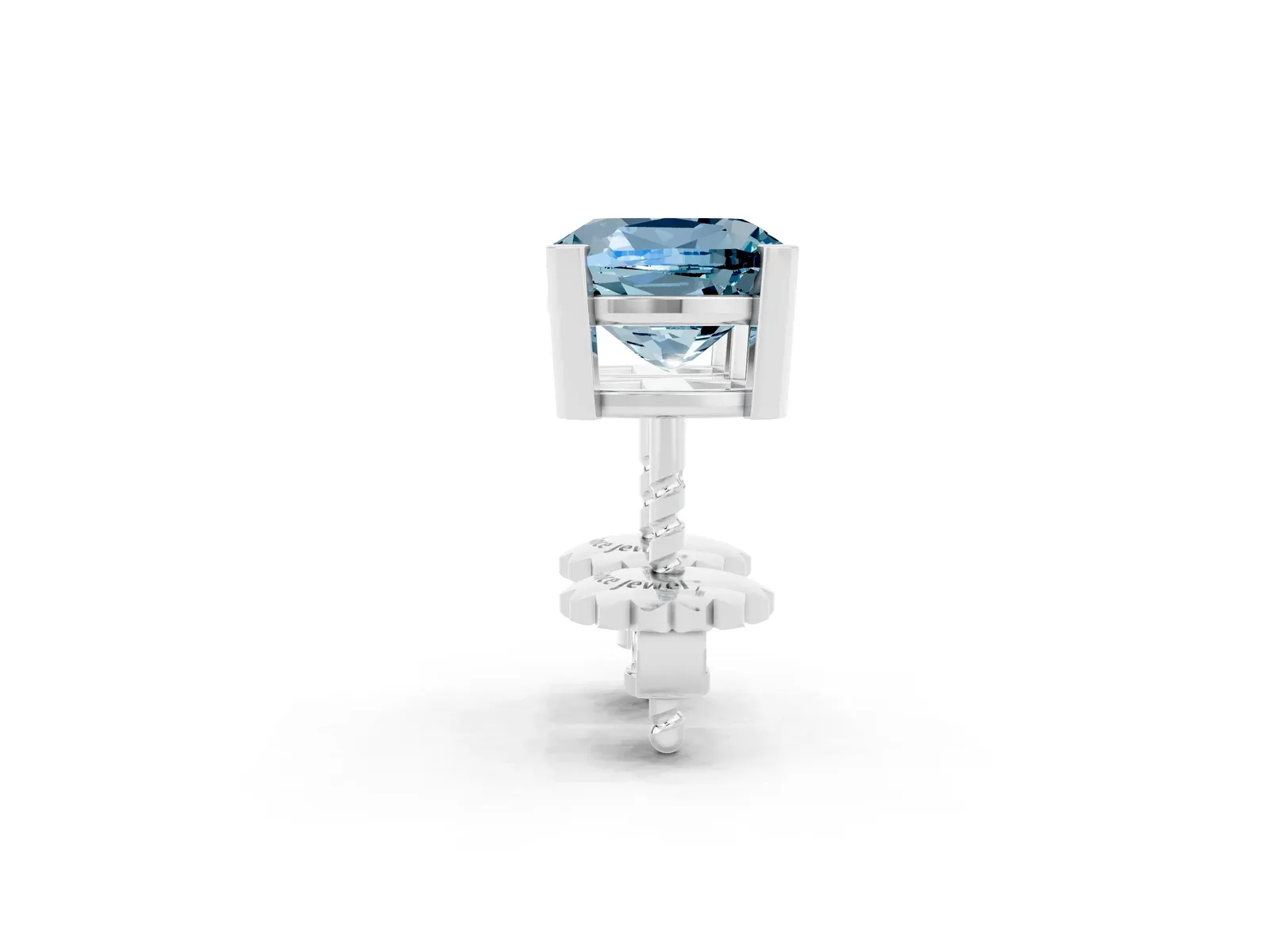 Cushion Cut Aquamarine Stud Earrings White gold